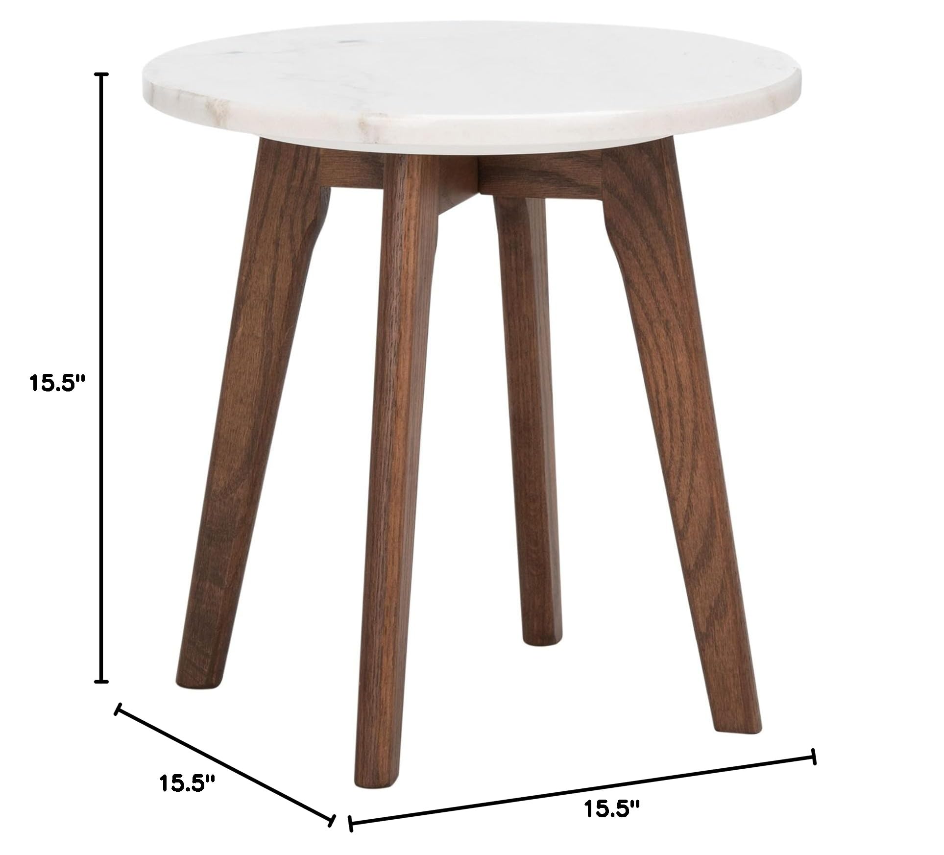 SAFAVIEH Home Collection Marini Round Accent End Table - Marble & Walnut Finish - Perfect for Living Room, Bedroom, or Office Decor