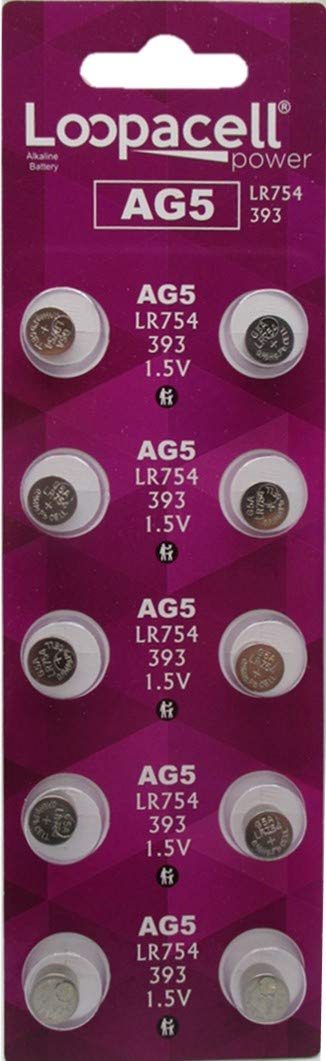 10 Pack AG5 LR754 393 SR48 1.5V Alkaline Watch Batteries - Long Lasting Power for Watches, Calculators, Toys & Small Electronics