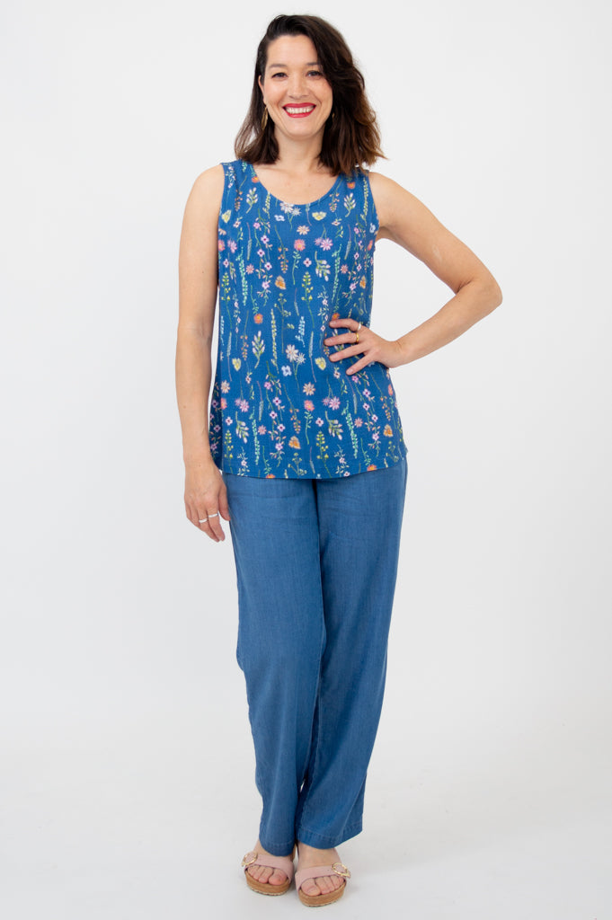 Dena Tank Top for Women - Soft Linen Bamboo Blend, Meadow Green - Perfect for Summer Outfits, Casual Wear & Layering