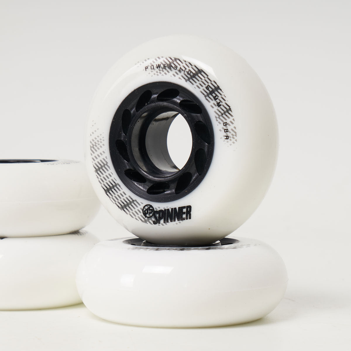 Powerslide Spinner 68mm Wheels - White (4 Pack) - High Performance Skate Wheels for Aggressive Inline Skating & Rollerblading