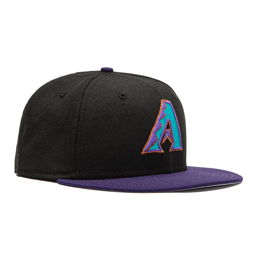 New Era 59Fifty Retro On Field Arizona Diamondbacks 1998 Baseball Cap - Black, Teal & Purple Vintage MLB Hat for Men & Women - Perfect for Baseball Games, Sports Fans & Streetwear Fashion