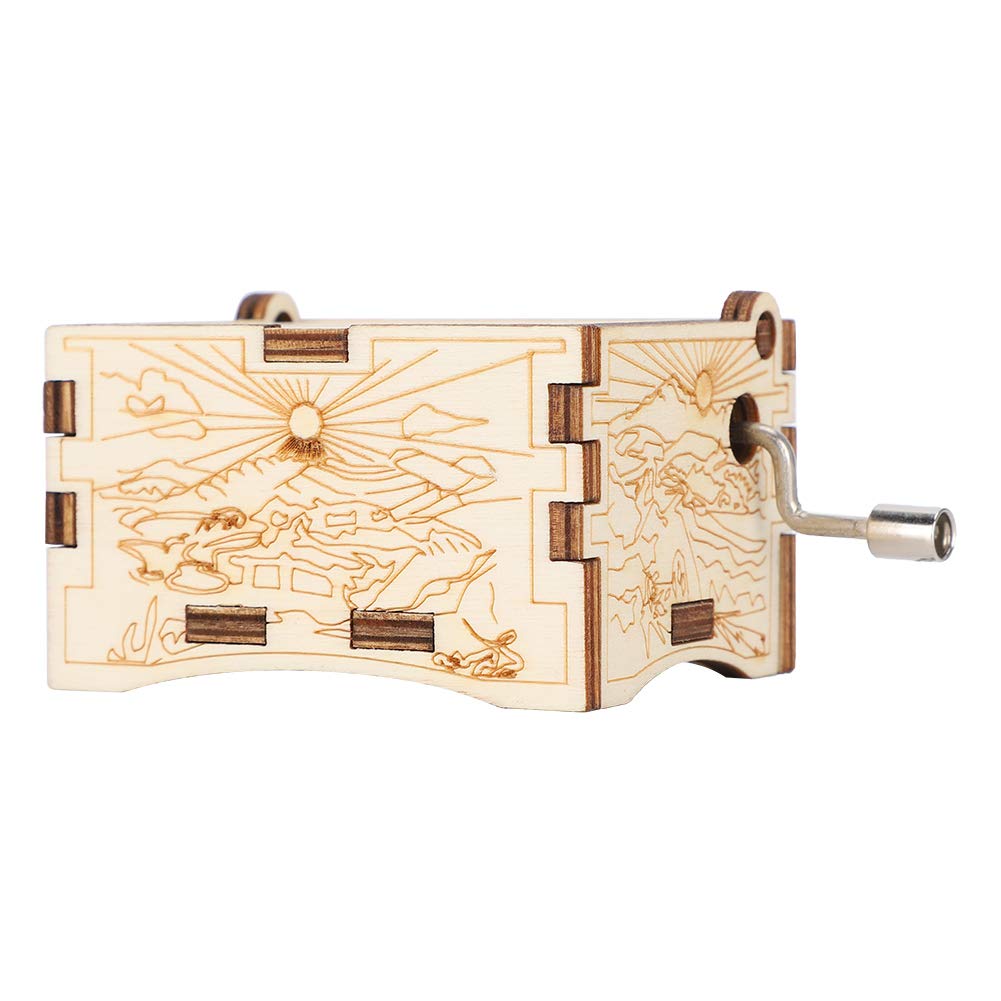 Nunafey Hand Cranked Wooden Music Box - DIY Musical Gift for Kids, Birthday, Christmas & Holidays - Home Decor with Classic Melodies for Bedroom, Nursery & Living Room