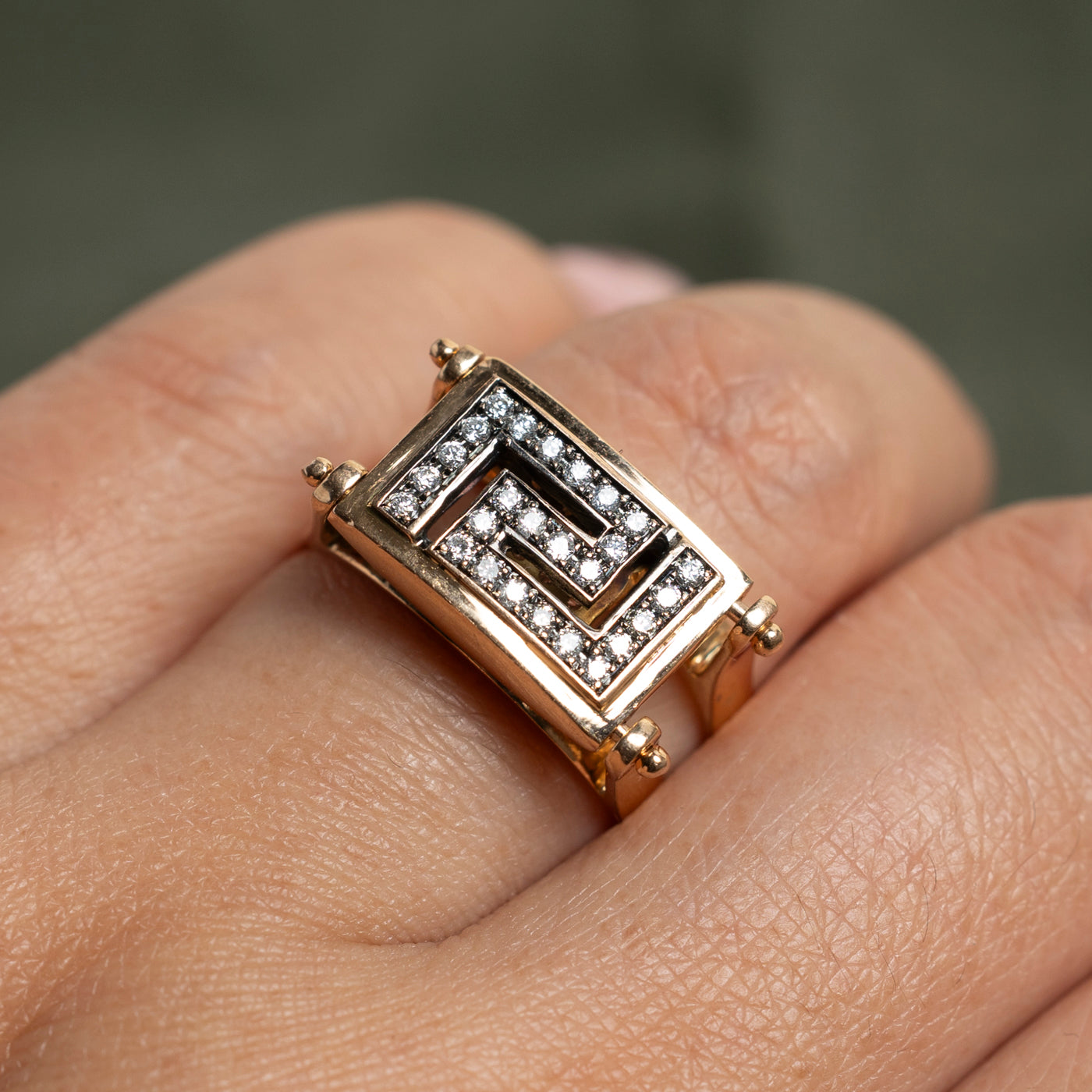 Flippable Diamond Geometric Design Ring | 0.47ctw | Size 7.5 | Elegant Wedding Band, Anniversary Gift, Everyday Jewelry for Women