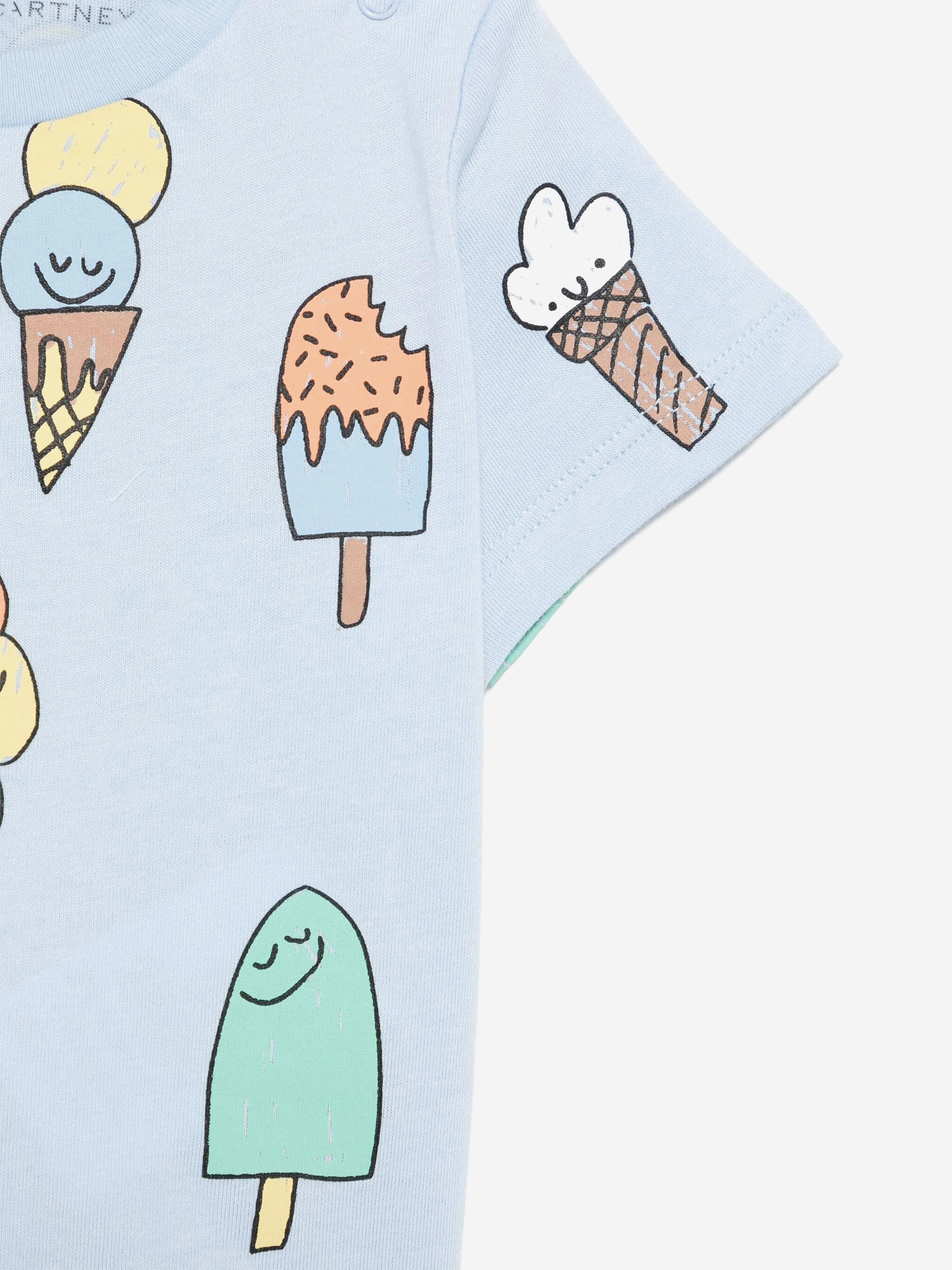 Adorable Baby Boys Ice Cream Graphic T-Shirt in Soft Blue - Perfect for Summer Outings & Playdates