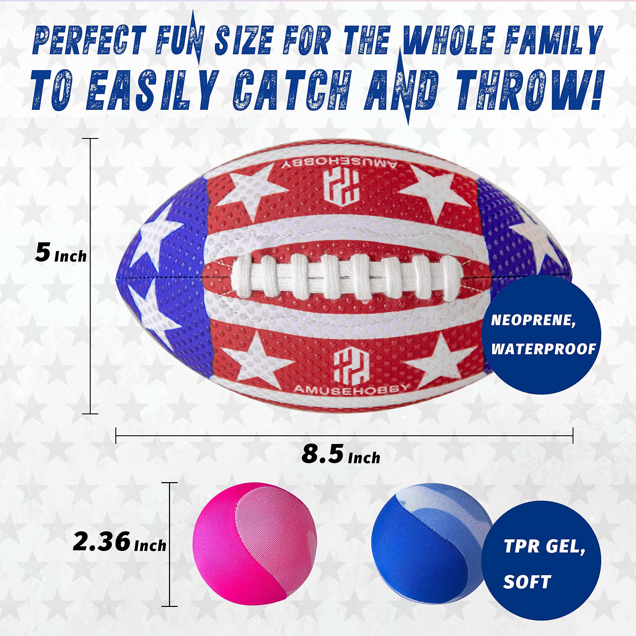 Official Size 9 Waterproof Football with Grip - Includes Pump & 2 Water Skipping Balls - Perfect for Pool Games, Beach Sports & Backyard Fun