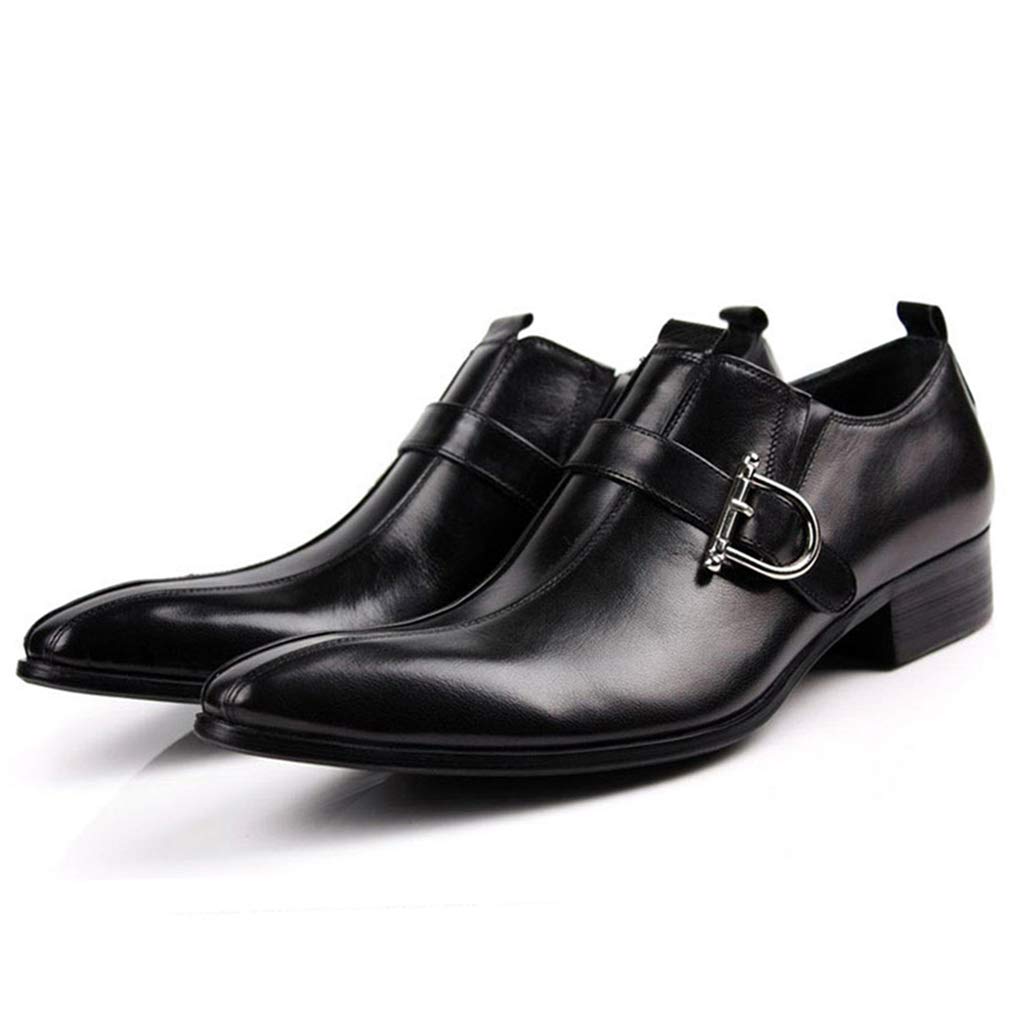 Men's Monk Strap Dress Shoes - Genuine Leather Business Formal Shoes for Wedding, Banquet & Office - Classic Buckle Design Retro Oxford Footwear - Black Size 38/UK 5.5/US 6.5 - Perfect for Business Meetings, Weddings & Special Occasions