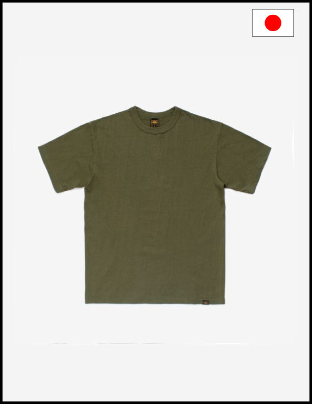 Iron Heart IHT 1610L OLV 6.5oz Loopwheel Crew Neck T-Shirt with Longer Body in Olive - Premium Vintage Style Tee for Casual Wear & Street Fashion