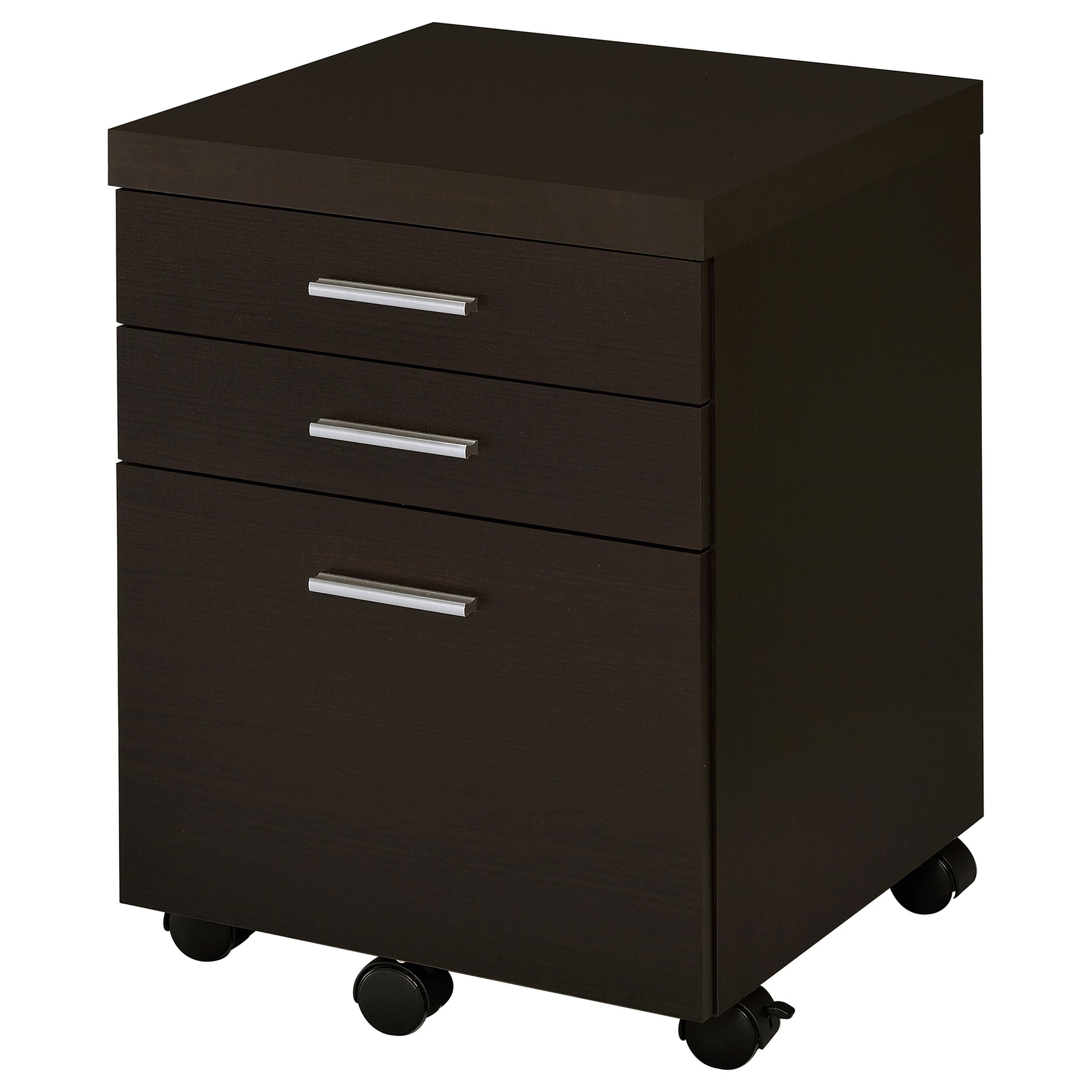 Skylar 3-Drawer Mobile File Cabinet by Coaster Furniture - Cappuccino Finish, 800894 - Perfect for Home Office, Dorm Room & Small Space Organization