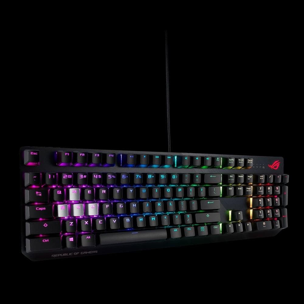 ASUS ROG Strix Flare II Animate RGB Mechanical Gaming Keyboard - Cherry MX Blue Switches, 2-Year Warranty - Perfect for Gaming, Typing & Office Work