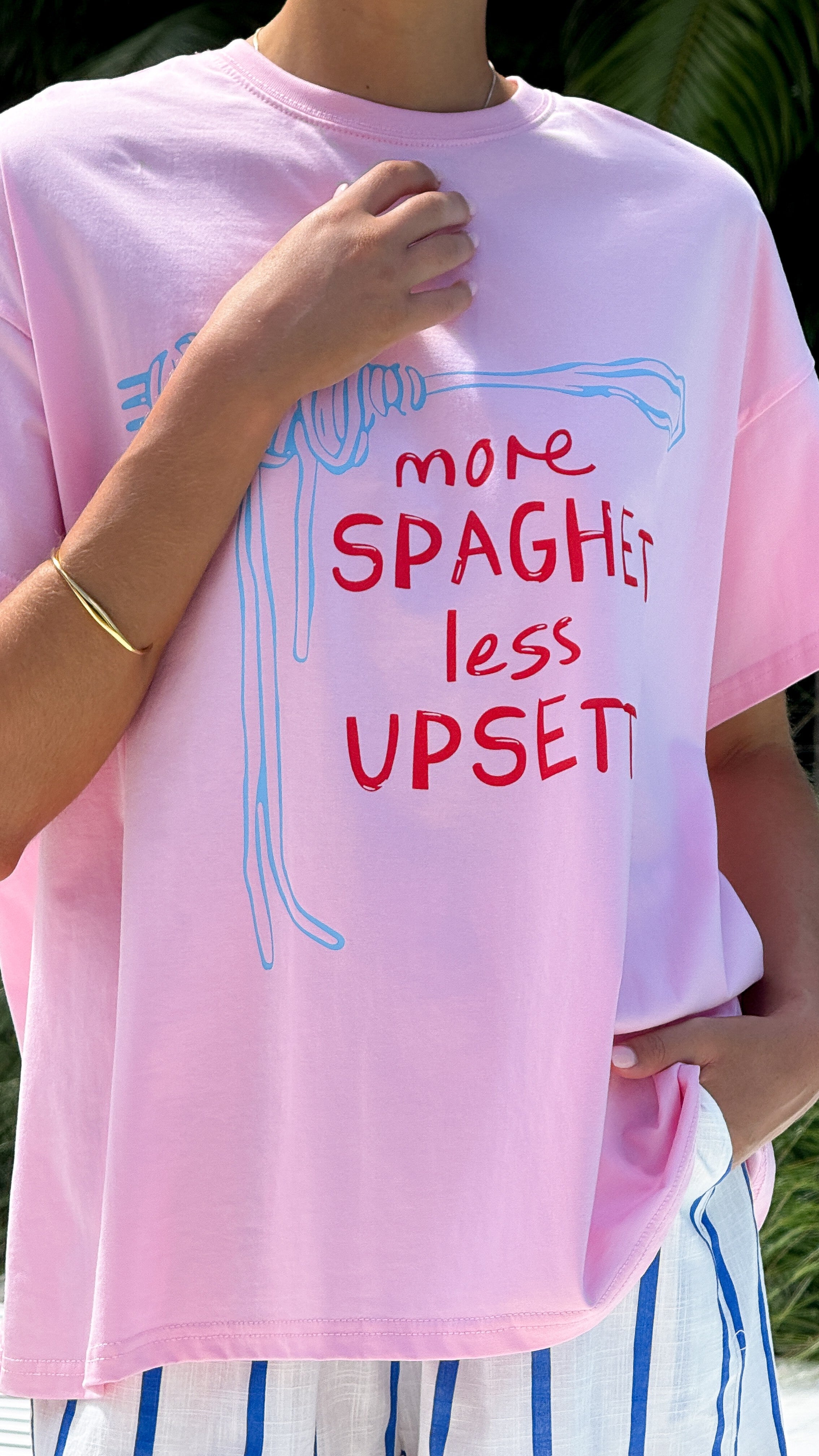 Less Upsetti Top and Shorts Set for Women - Soft Cotton Lounge Wear in Pink & Blue - Perfect for Yoga, Sleepwear, and Casual Outfits