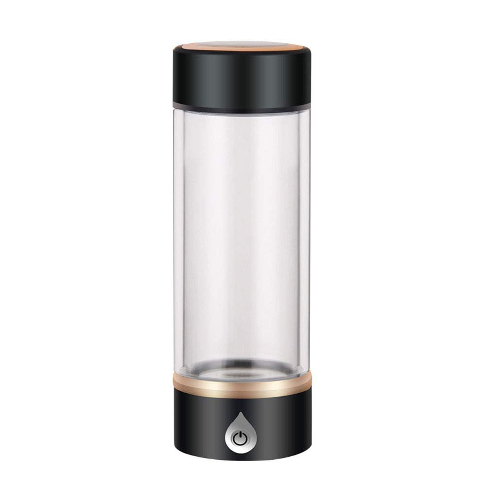 Gaone Hydrogen Water Generator Bottle - 420ML Portable Hydrogen Rich Water Maker with 1500PPB, USB Rechargeable Drinking Cup (Black) for Home, Office & Travel Hydration