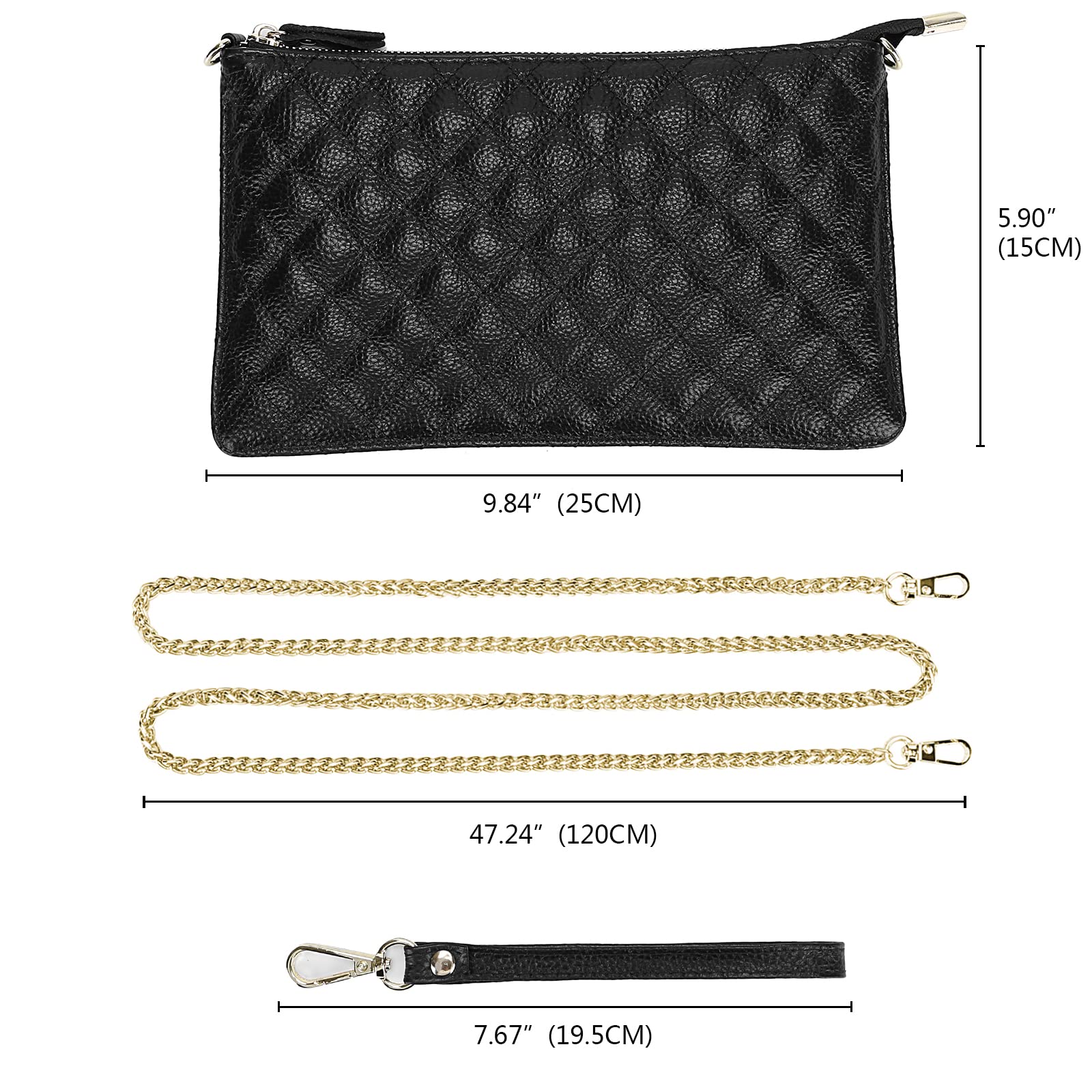 YALUXE Genuine Leather Wristlet Handbag for Women - Slim Crossbody Phone Clutch Wallet Purse with Pocket - Perfect for Everyday Use, Travel & Night Out
