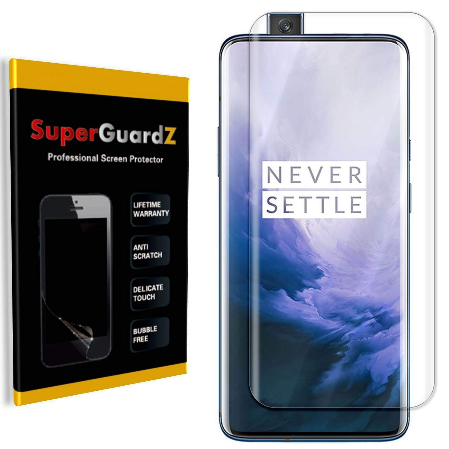 SuperGuardZ 3-Pack OnePlus 7 Pro Screen Protector - Full Coverage Edge-to-Edge Military Grade TPU Film - Ultra Clear HD Protection with Lifetime Replacement - Perfect for Gaming, Work & Everyday Use