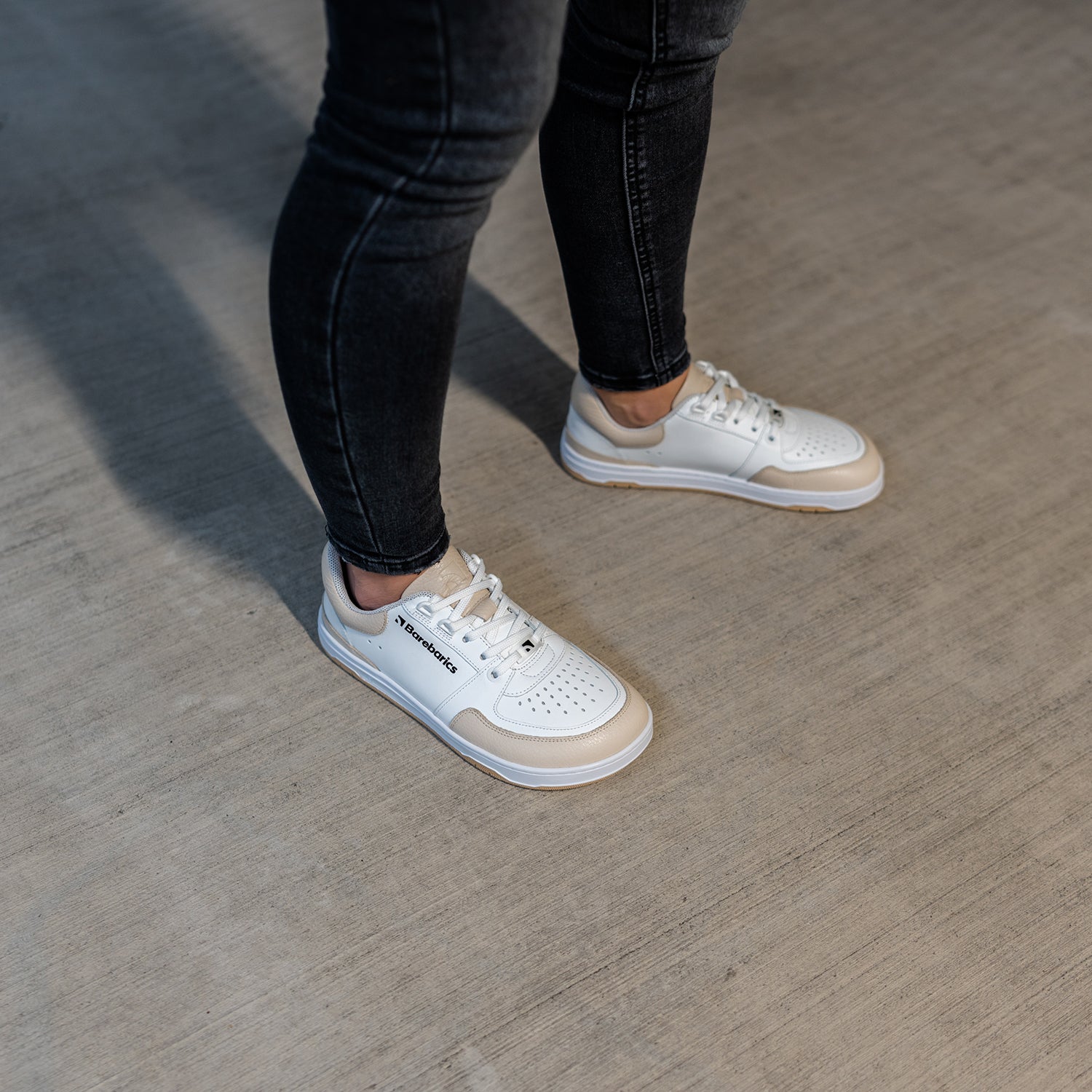 Barefoot Sneakers Barebarics Wave - White & Beige | Minimalist Zero Drop Shoes for Running, Walking & Gym | Lightweight & Flexible Barefoot Design