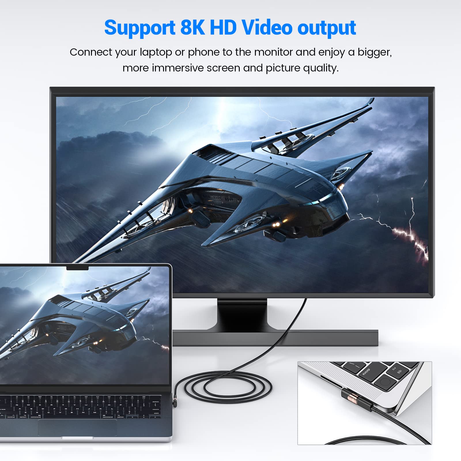 90 Degree USB C Right Angle Adapter (2 Pack) - USB C Male to Female Angled Connector for MacBook Pro, iPad Pro, Steam Deck, Nintendo Switch, Tablets & Phones | Perfect for Gaming, Charging & Data Transfer in Tight Spaces
