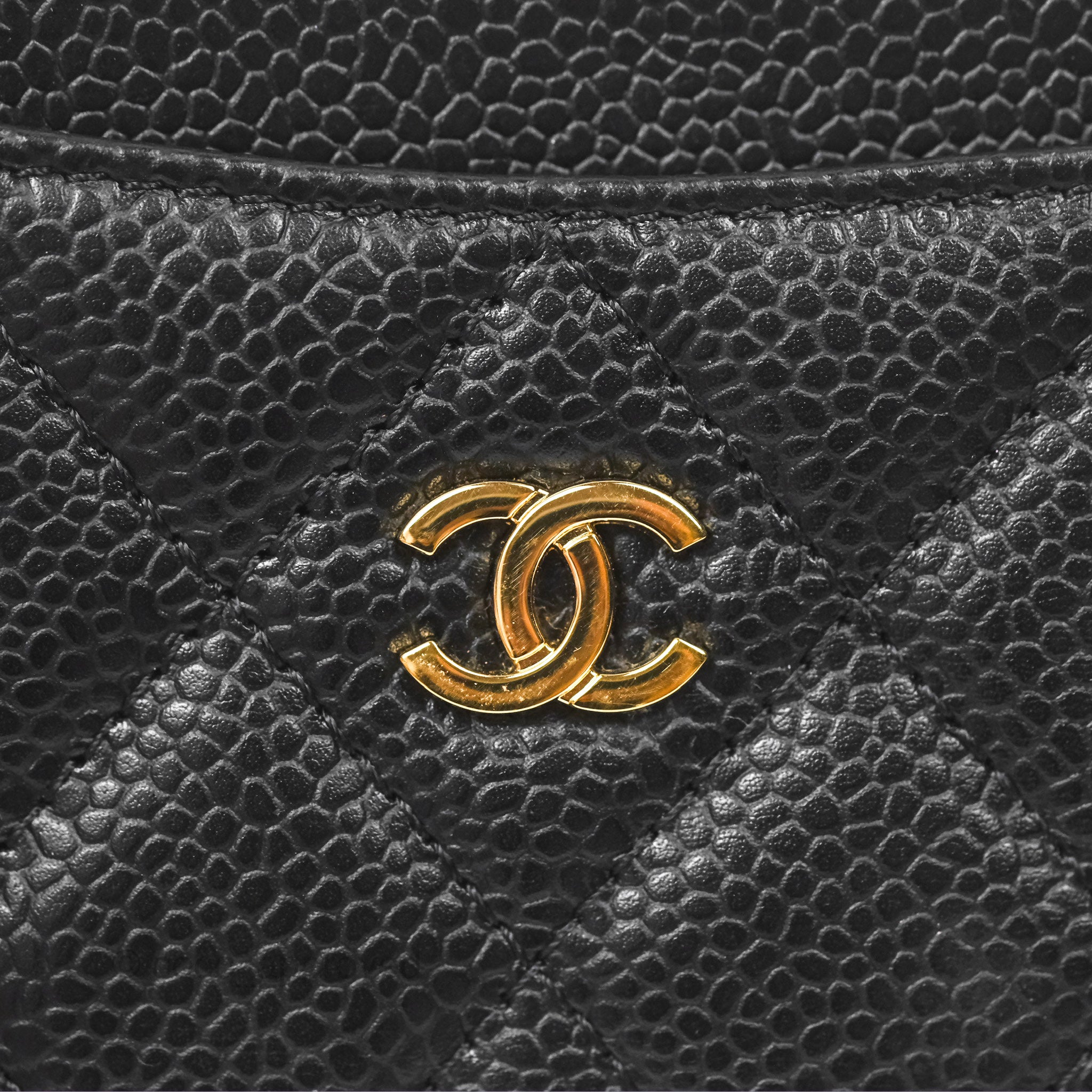 Chanel Classic Black Flat Card Holder - Genuine Caviar Leather with Gold Hardware - Perfect for Everyday Use & Gift Giving