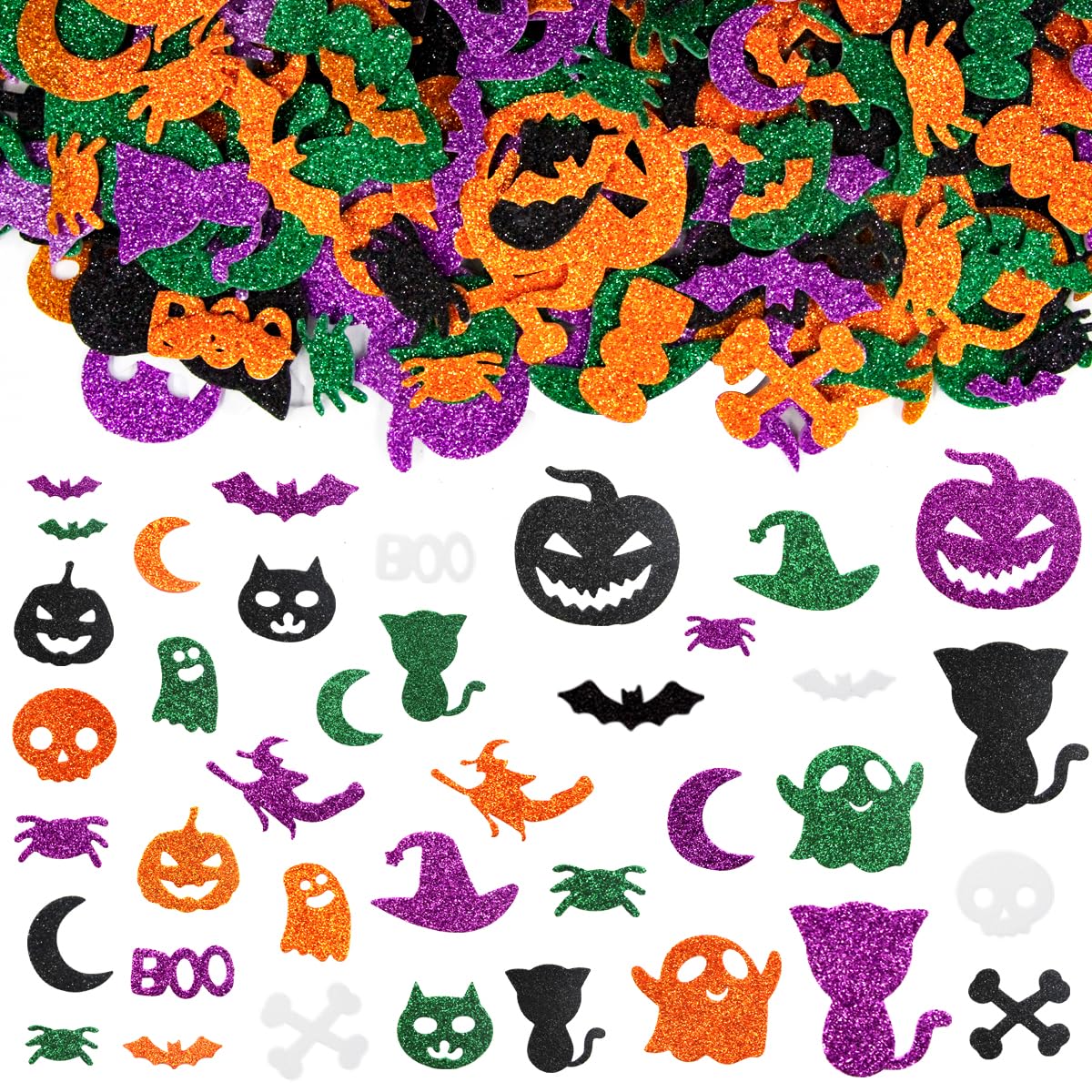Halloween Foam Stickers for Kids Crafts - 500 Pcs Glitter Stickers for DIY Art Projects, Party Favors & Holiday Decorations - Perfect for Classroom Activities, Scrapbooking & Pumpkin Decorating