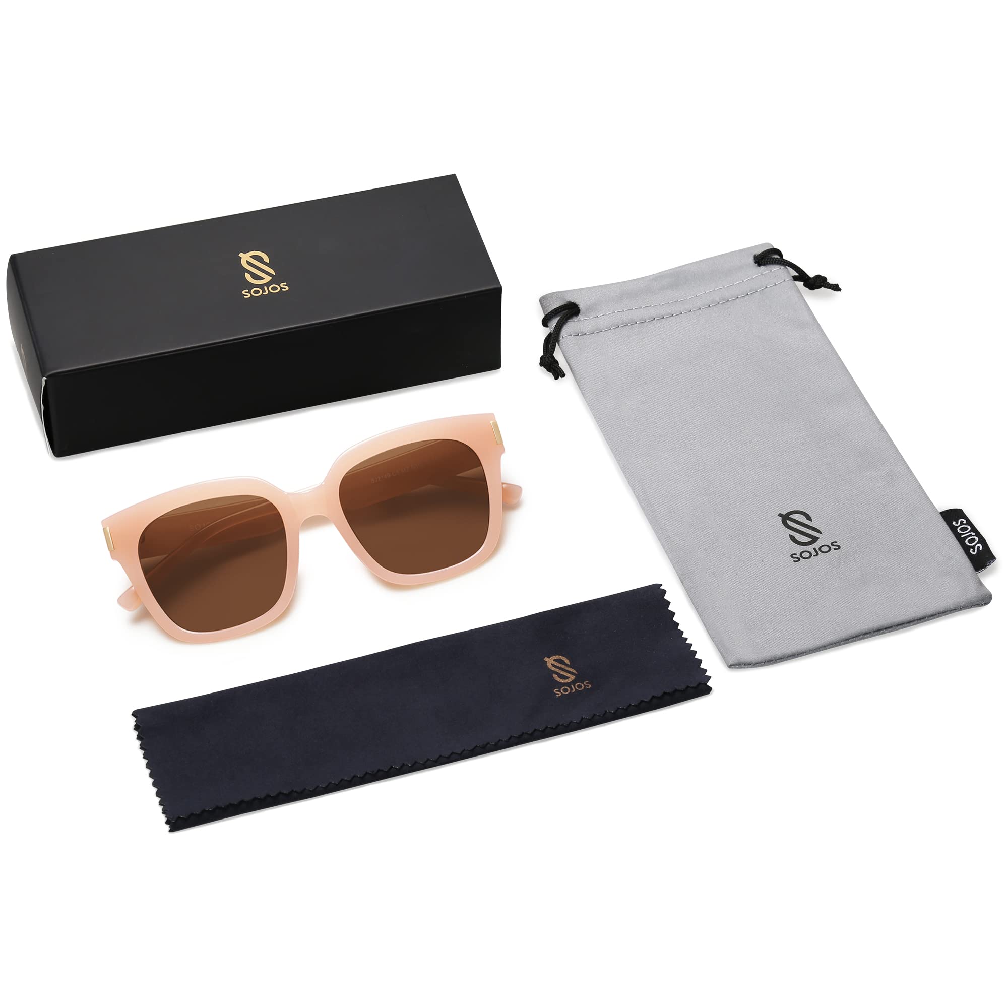 SOJOS Classic Polarized Square Frame Sunglasses for Women & Men - UV Protection Trendy Unisex Shades SJ2149 | Perfect for Driving, Beach & Outdoor Activities