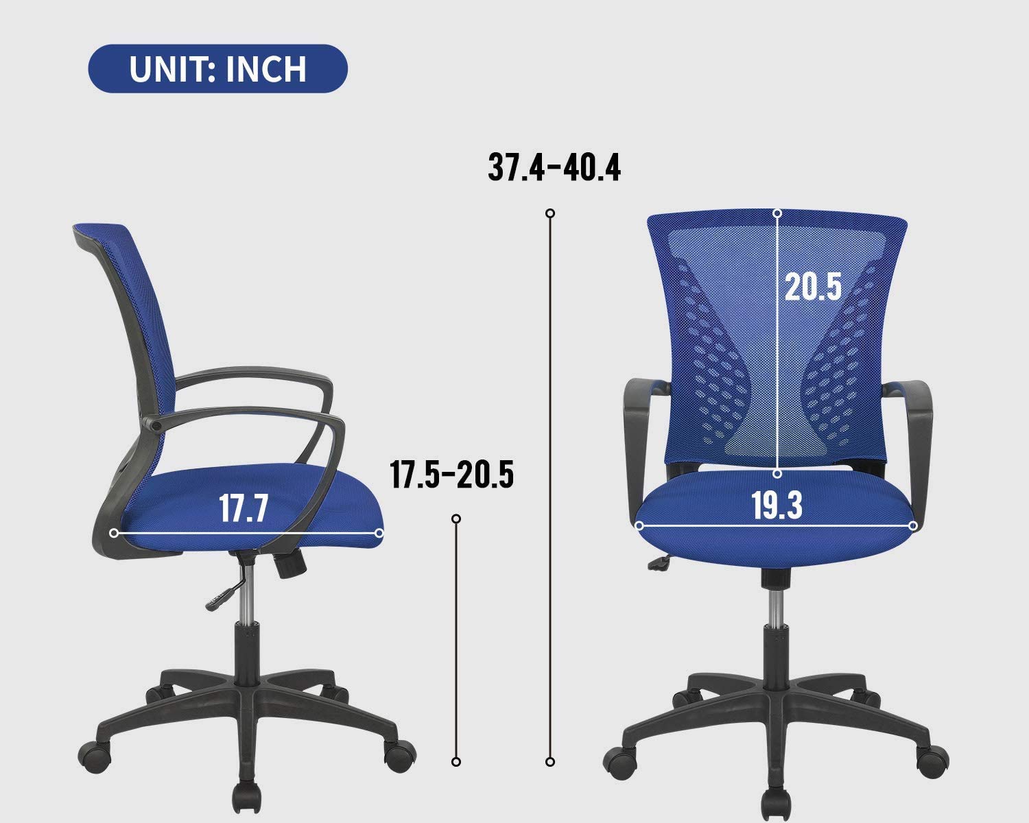 Ergonomic Mesh Office Chair with Lumbar Support - Adjustable Swivel Rolling Computer Desk Chair for Home & Executive Workspaces - Perfect for Long Hours of Comfortable Work or Gaming Sessions