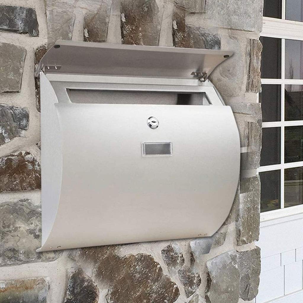 Stainless Steel Wall Mounted Outdoor Mailbox with Lock - Weatherproof & Secure Villa Mailbox for Home, Office, or Garden Use