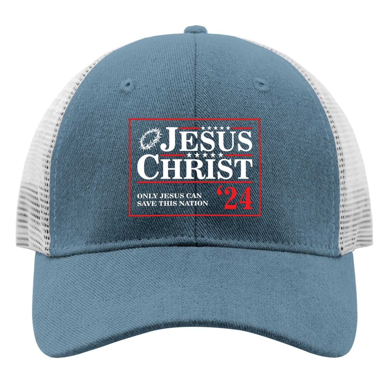 Jesus Christ 2024 Christian Hats - 'Only Jesus Can Save This Nation' Baseball Cap for Men & Women - All Black Fishing Hat for Church, Prayer, Evangelism & Outdoor Activities