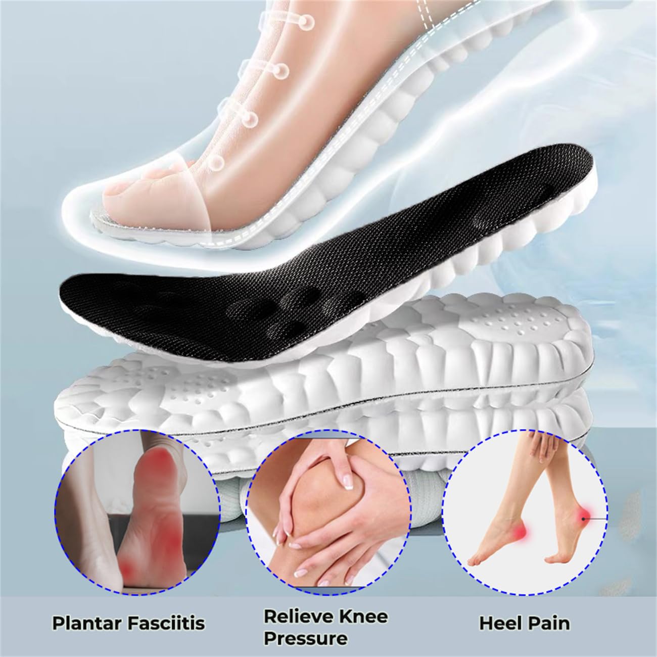 Cloud Soles for Men and Women – Comfortable Shoe Insoles with Arch Support – Black, Unisex-Adults, Full-Length Memory Foam & PU Insoles – Shock Absorption – US Men 6.5-11 – Perfect for Running, Walking, and All-Day Comfort