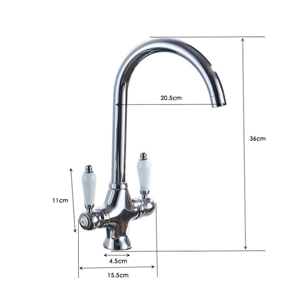 360° Swivel Dual Handle Ceramic Disc Chrome Kitchen Faucet - Modern Pull-Down Sprayer Sink Mixer Tap for Easy Dishwashing & Food Prep