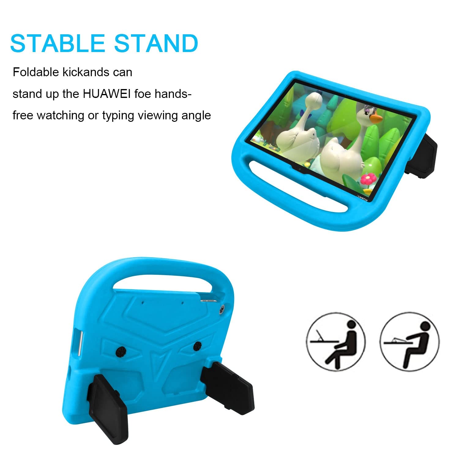 Shockproof Lightweight Kids Tablet Case for Huawei MatePad T10/T10S - Soft Silicone Protective Cover with Handle & Adjustable Kickstand | Perfect for School, Travel, and Home Learning Use