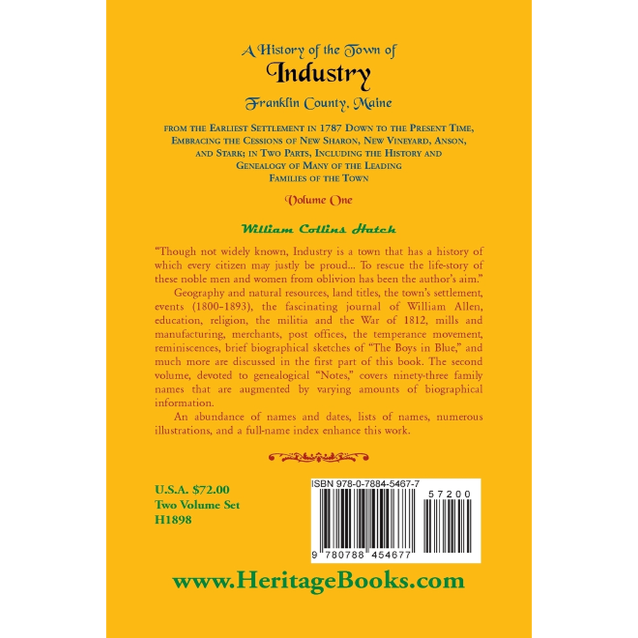 A History of the Town of Industry, Franklin County, Maine - 2 Volume Set | Historical Books on New England Towns | Perfect for Genealogy Research & Local History Enthusiasts