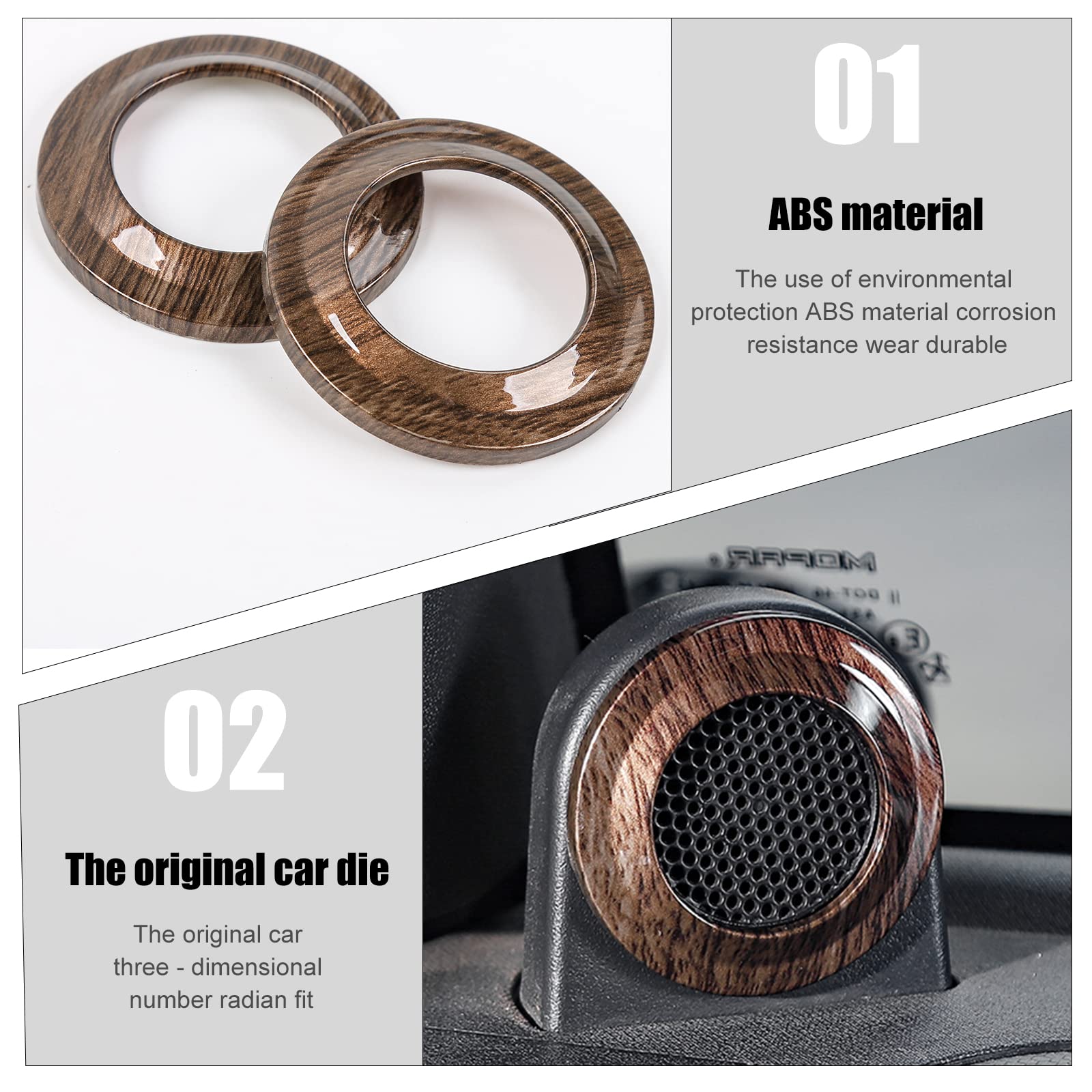 Wood Grain Car Pillar Speaker Cover Trim Stickers for 2007-2014 Jeep Wrangler JK JKU - Interior Decoration Accessories - Perfect for Off-Roading & Custom Car Upgrades