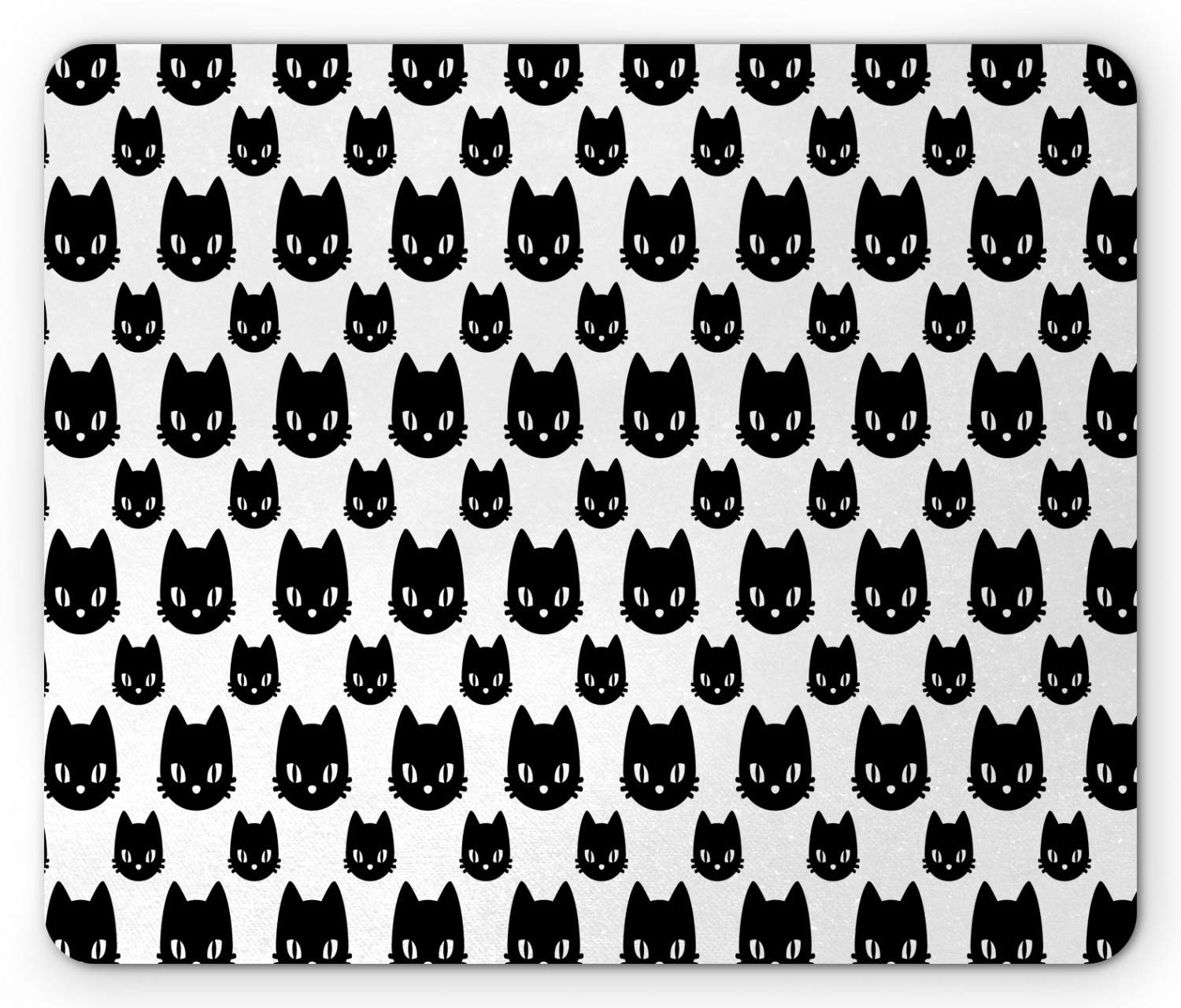 Ambesonne Kitty Mouse Pad - Non-Slip Rubber Desk Mat with Monochrome Cat Design, Standard Size (9