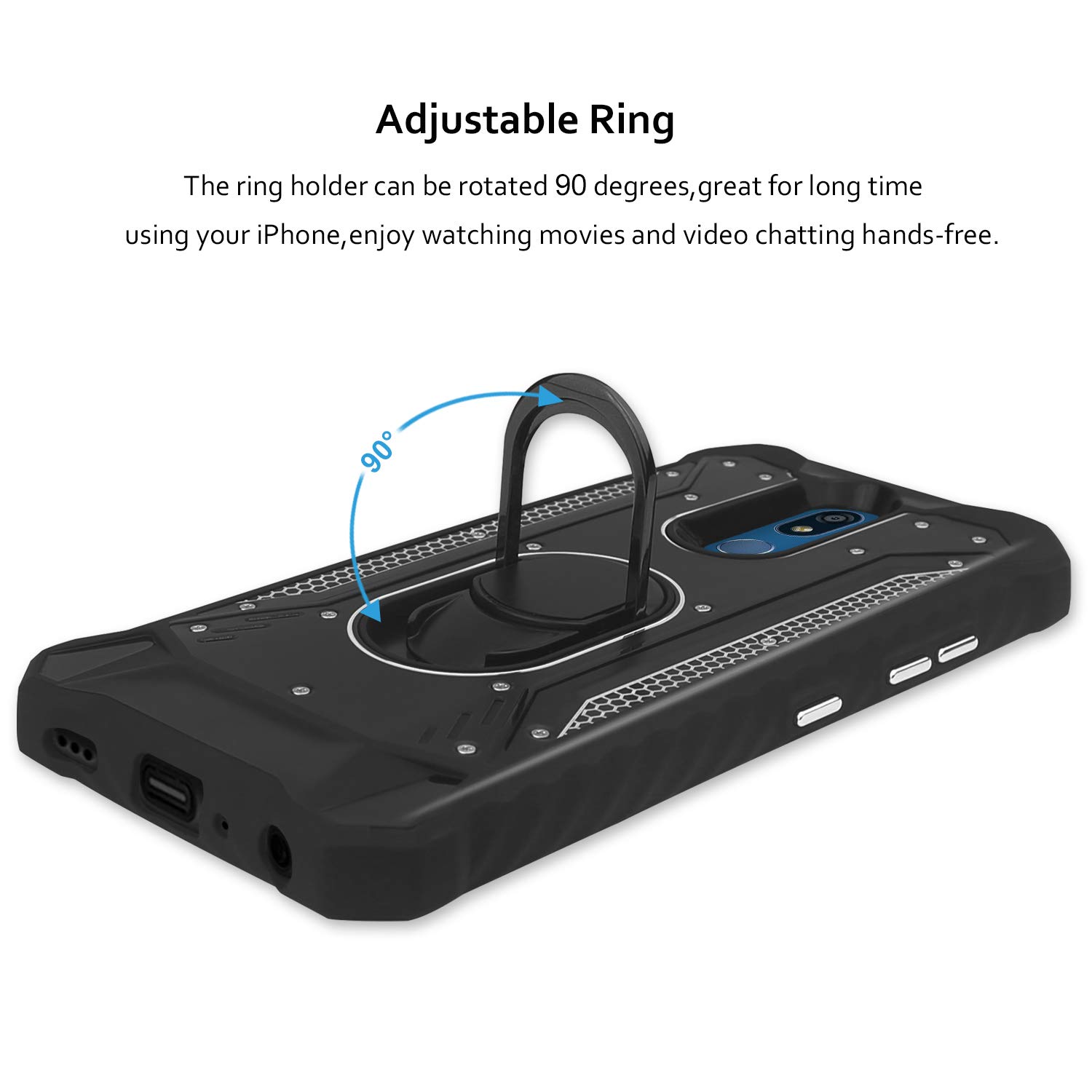 Premium Magnetic Phone Case for LG K40/K12 Plus/X4/Solo LTE/Harmony 3/Xpression Plus 2 - Shockproof Protective Cover with Tempered Glass Screen Protector & Aluminum Ring - Built-in Metal Plate for Car Mount (Red) - Perfect for Driving, Work & Outdoor Activities