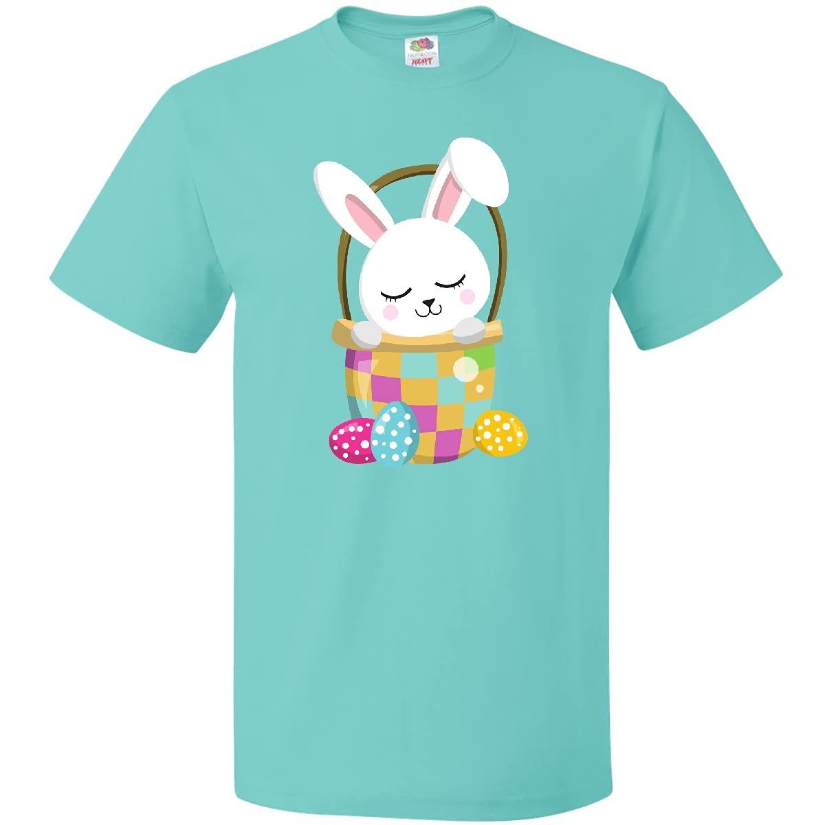 Inktastic Easter Bunny T-Shirt - Cute White Bunny with Easter Eggs Design - Perfect for Easter Celebrations, Spring Parties & Family Gatherings
