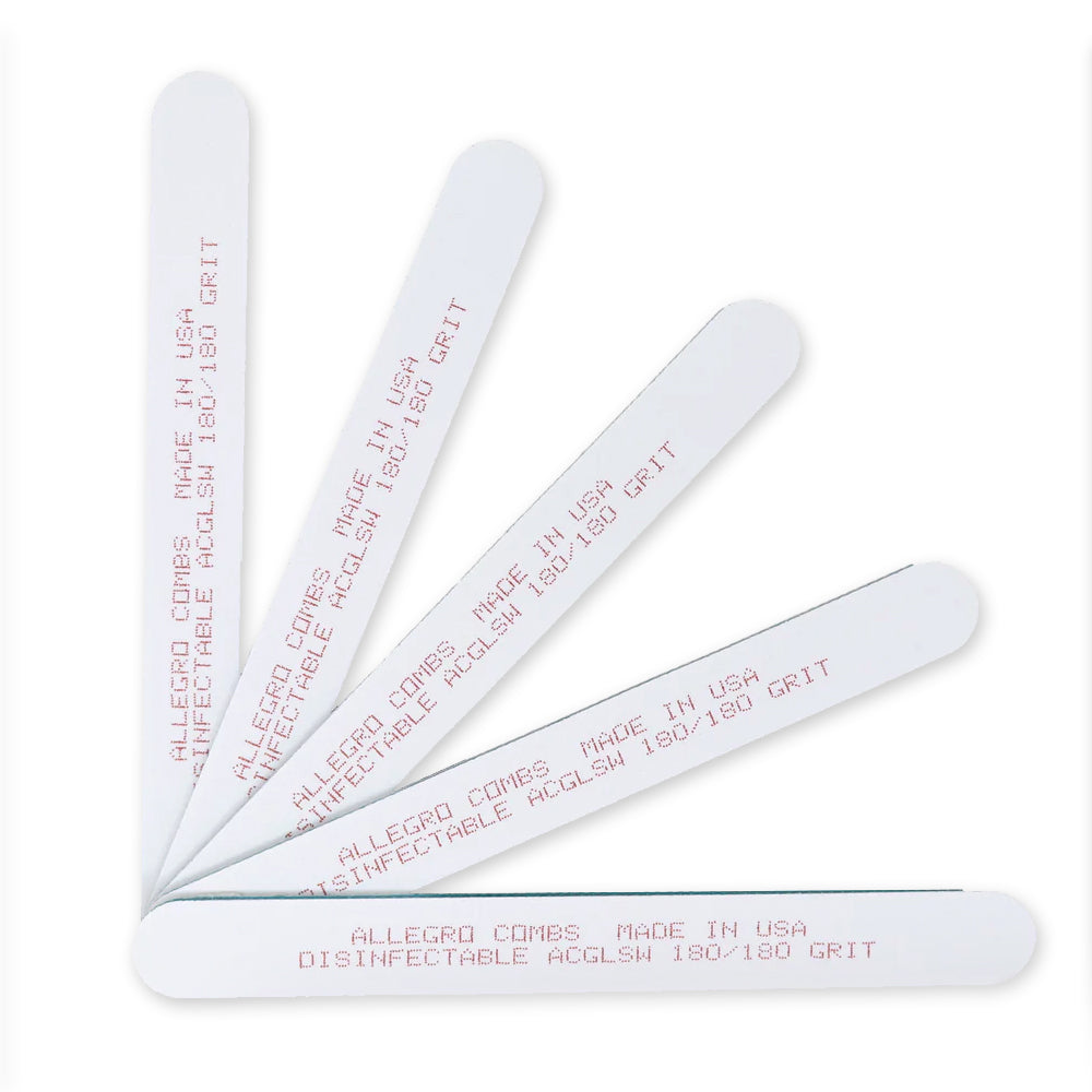 Allegro Cushioned Nail Files Set - 5 Pack with 080/100/180/240 Grits for Smooth & Gentle Manicure - Perfect for Home, Salon & Travel Nail Care