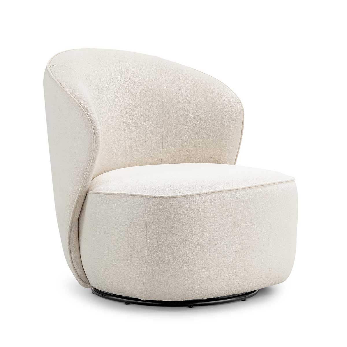 Atlas Boucle Swivel Lounge Chair - Modern Velvet Accent Chair for Living Room, Bedroom & Office - Comfortable Upholstered Armchair with 360° Rotation - Perfect for Reading, Relaxing & Home Decor