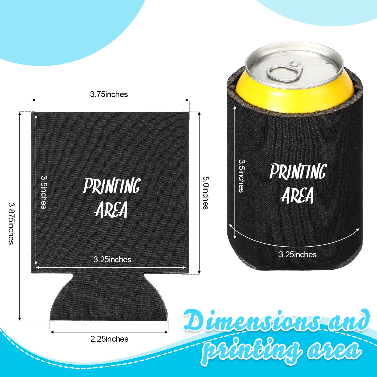 80 Pack Insulated Can Cooler Sleeves - Soft Collapsible Beer & Soda Covers for DIY Customization - Perfect for Weddings, Parties, BBQs & Outdoor Events (Black)