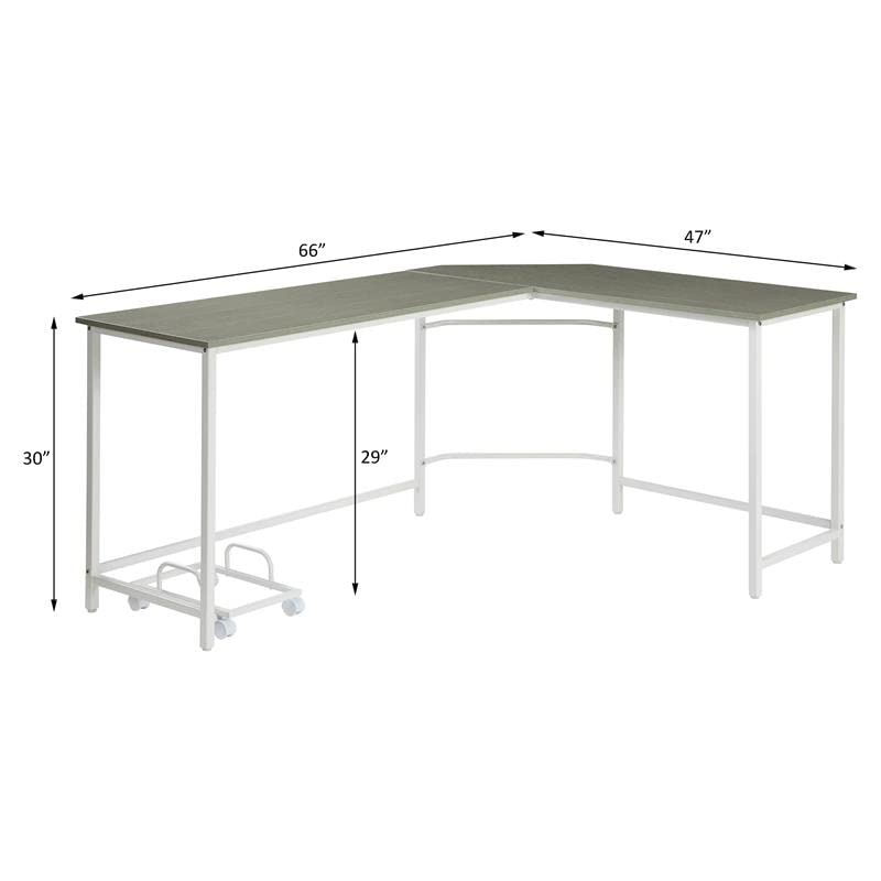 Acme Bambina Wooden Computer Desk with Keyboard Tray - Gray & White Home Office Desk for Small Spaces, Work from Home & Study