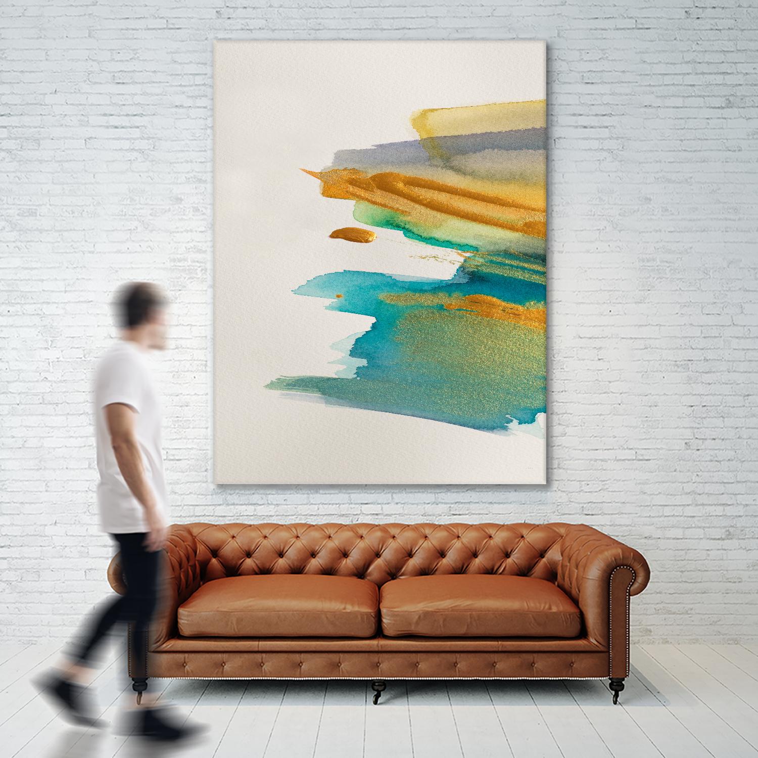 Amber Gold Vertical I - Elegant Home Decor for Living Room, Bedroom & Office | Perfect for Wall Art, Shelf Display & Gift Giving
