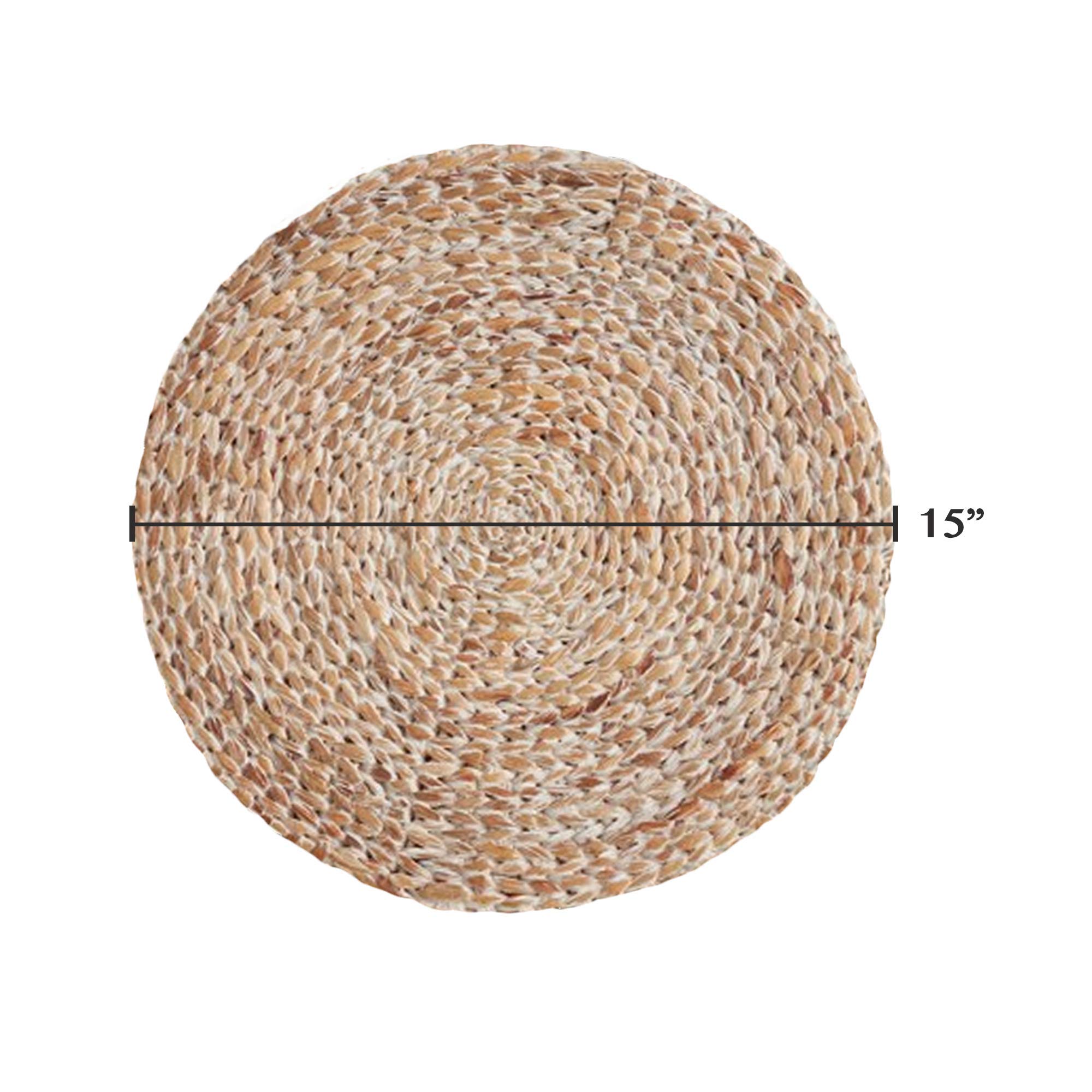 Eco-Friendly Woven Water Hyacinth Placemats Set of 4 - Natural Round Table Mats for Dining, Kitchen, or Outdoor Picnic Use