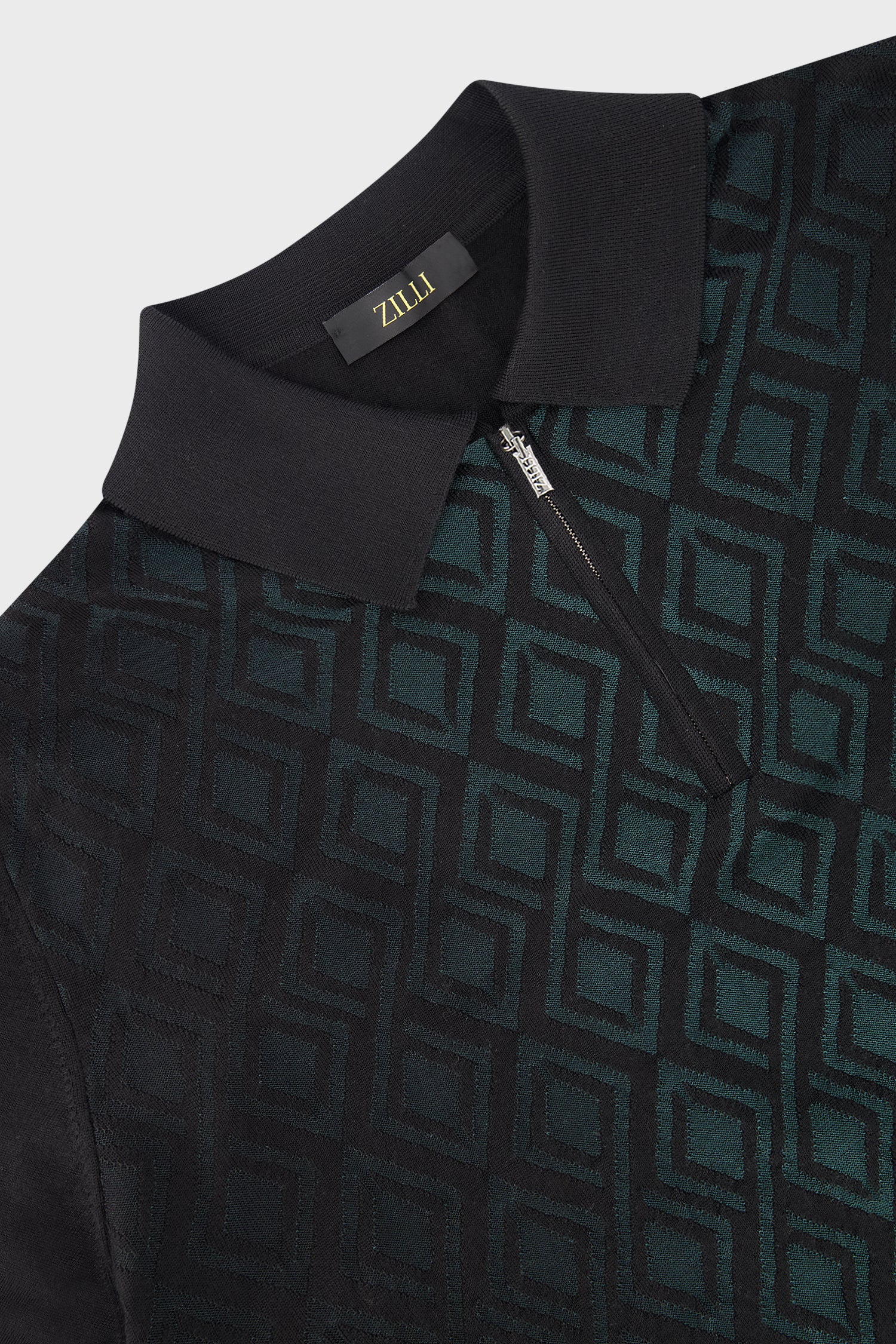 Zilli Black & Green Zipped Collar Knit Sweater for Men - Stylish Winter Pullover for Casual Outings & Office Wear