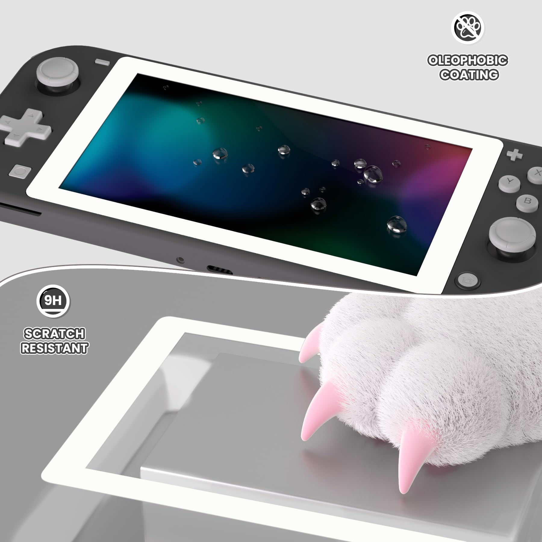 eXtremeRate 2-Pack Tempered Glass Screen Protector for Nintendo Switch Lite - Anti-Scratch, Anti-Fingerprint, Shatterproof, Bubble-Free (White) - Perfect for Gaming Protection and Travel Use