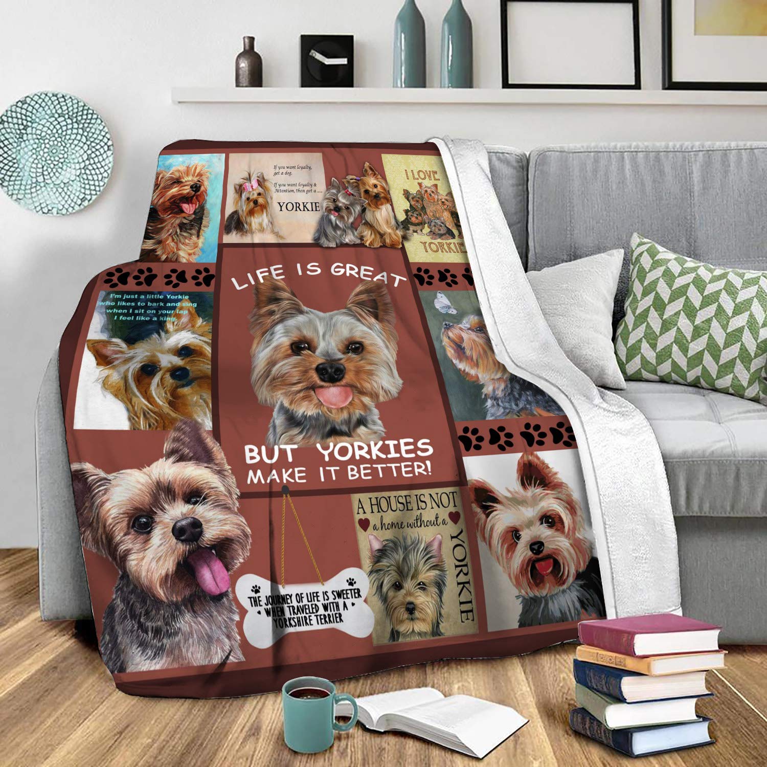 Premium Yorkie Dog Flannel Throw Blanket - Ultra Soft & Cozy 59