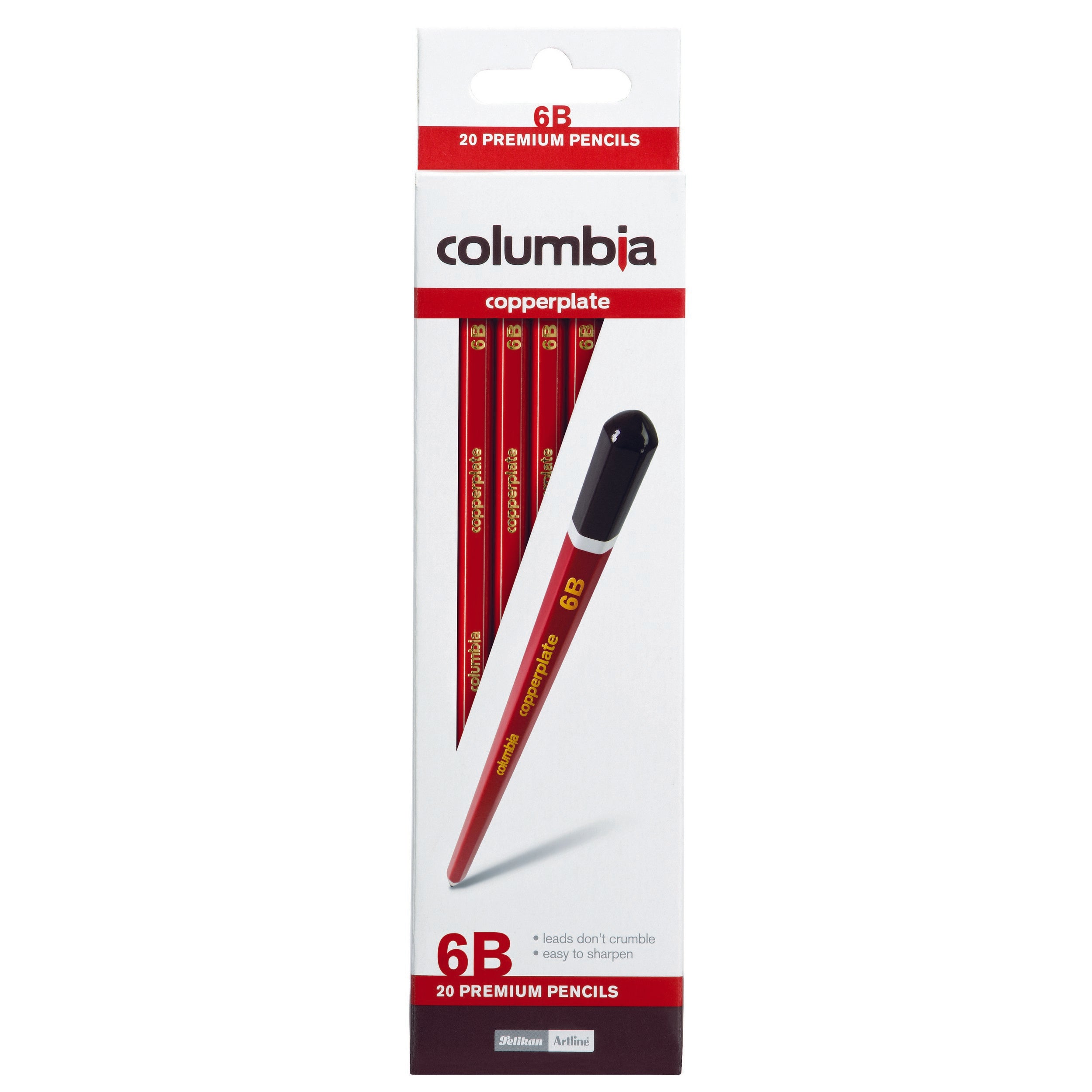6B Columbia Copperplate Hexagonal Pencils - 20 Pack for Artists, Drafting & Sketching - Premium Graphite Drawing Pencils for Professionals & Students