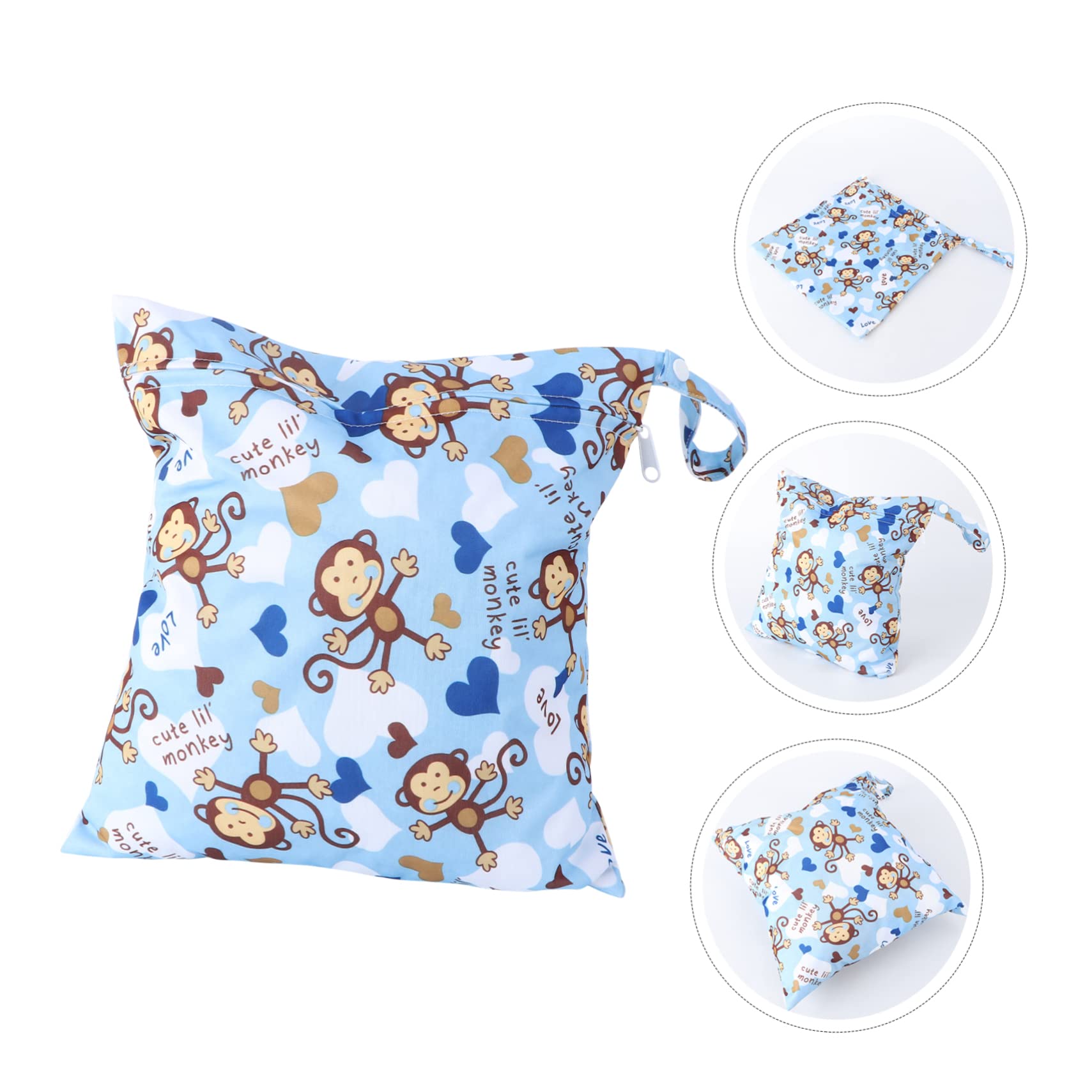 Vaguelly 2-Pack Reusable Waterproof Wet Dry Diaper Bags - Washable Baby Cloth Diaper Storage with Snap Handle, Tote Style, Polyester Material (Blue) - Perfect for Daycare, Travel & Swimming Essentials