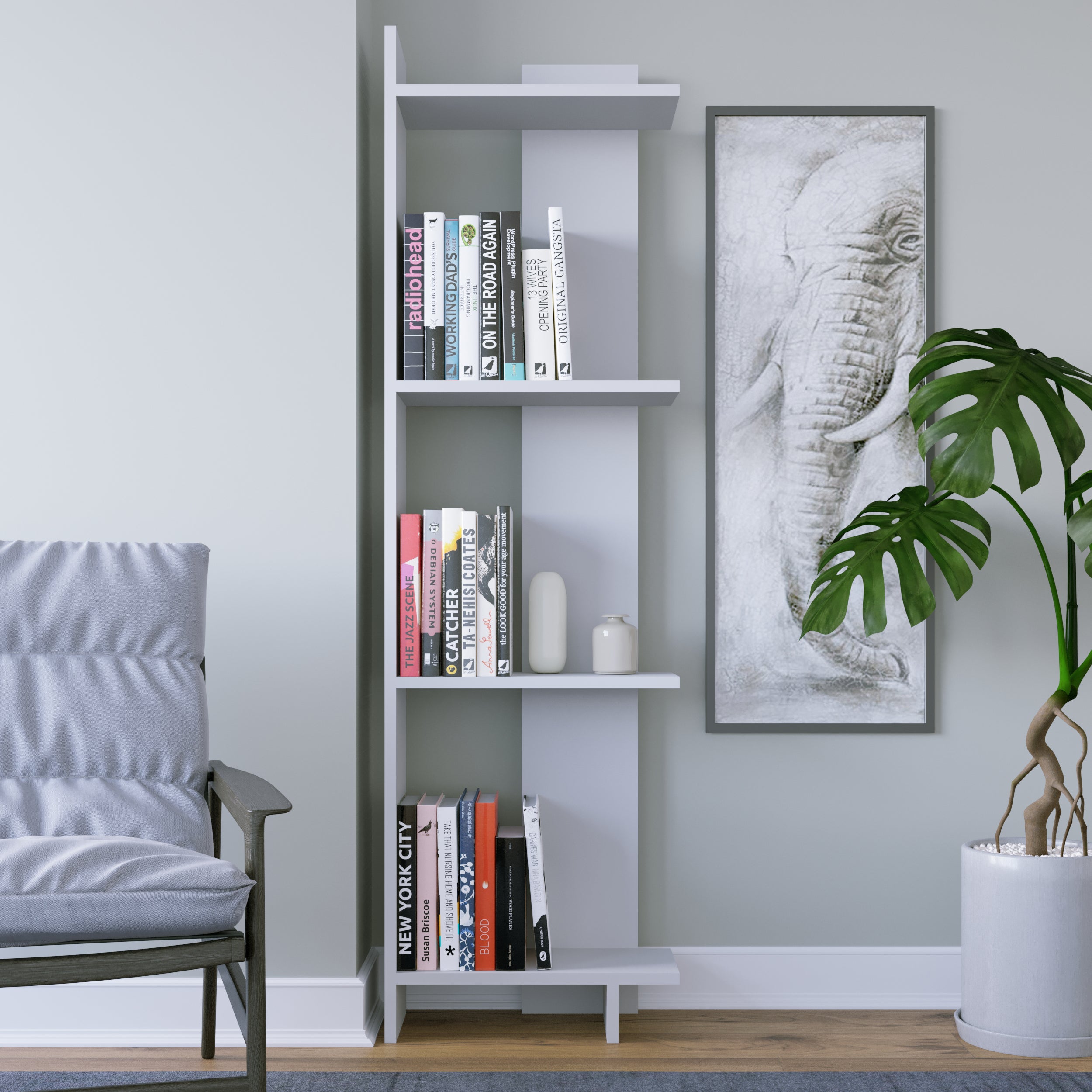 Stylish Rodney Bookcase - Modern Wooden Bookshelf for Home & Office - Perfect for Living Room, Bedroom, and Study Room Organization