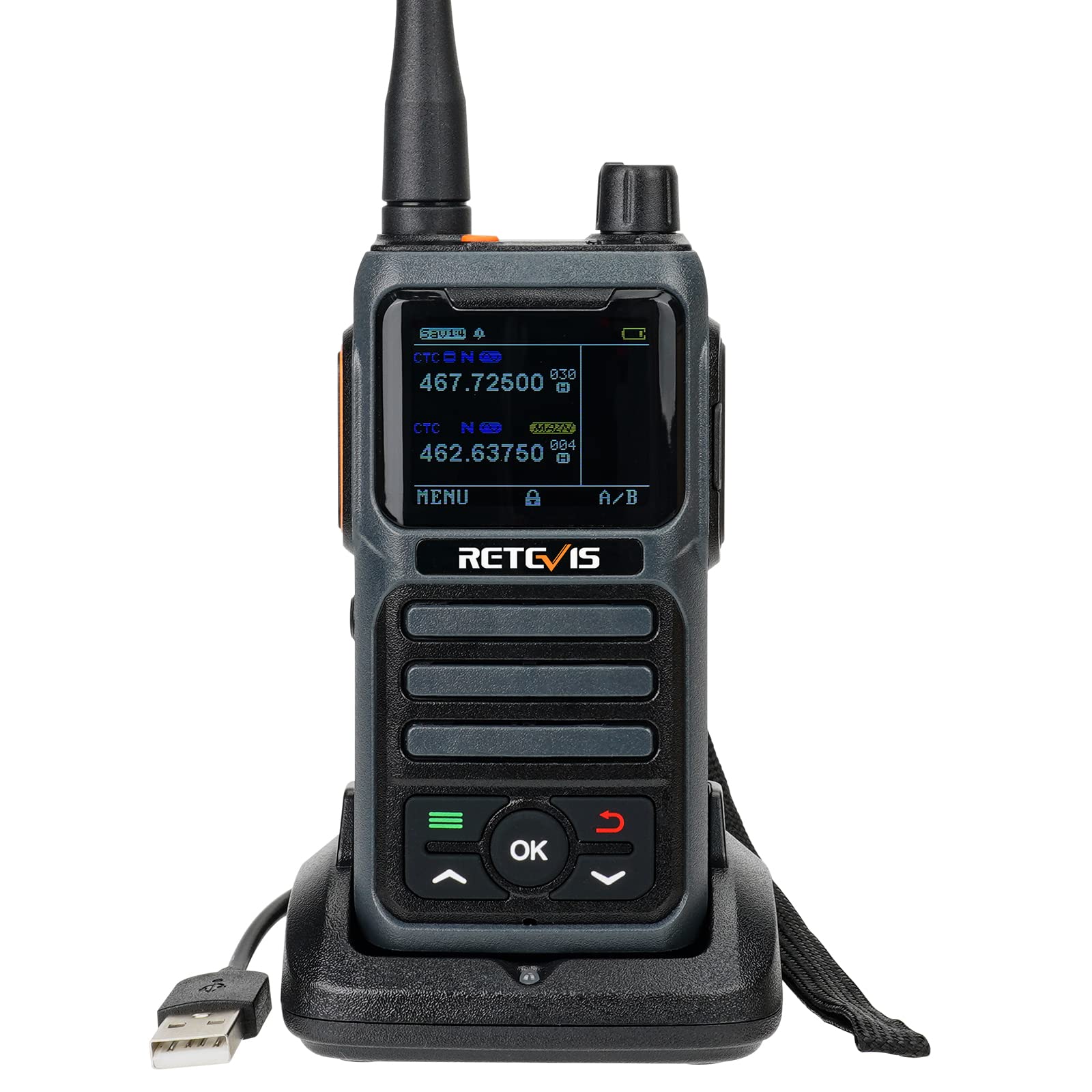 Retevis RB17P GMRS Two-Way Radios for Adults - Long Range Walkie Talkies with 2200mAh Rechargeable Battery, SOS Alarm & NOAA Weather Scan - Ideal for Hiking, Camping, Hunting & Outdoor Adventures (1 Pack)