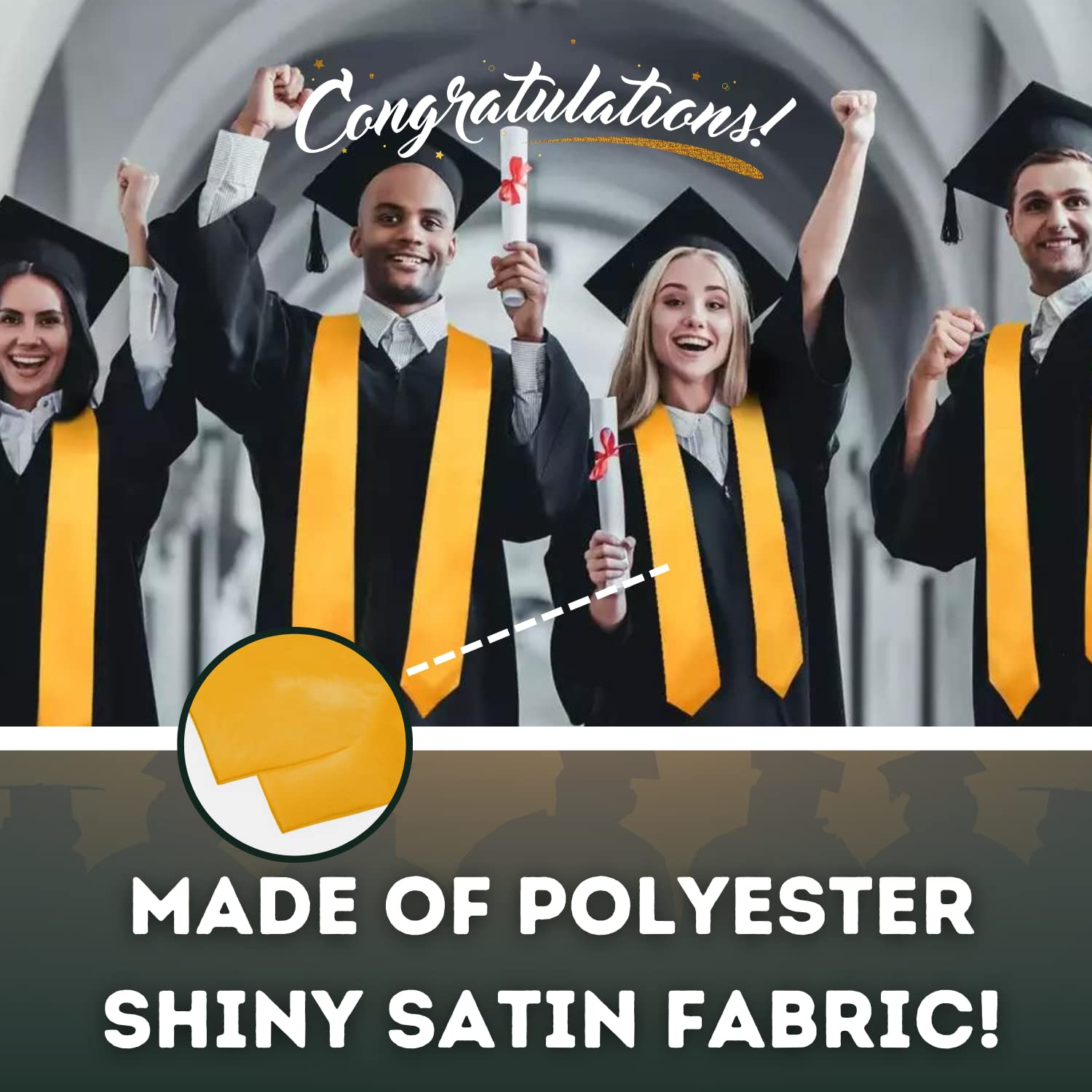 USA & International Flag Graduation Stole - Satin Graduation Sash for Graduates | Perfect for High School & College Commencement Ceremonies