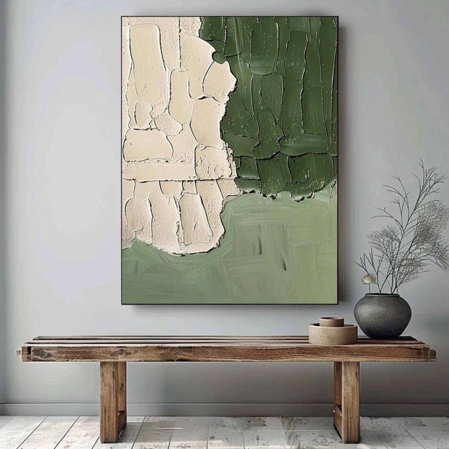 Blue & Green Abstract Wall Art Print #BG109 - Modern Canvas Painting for Living Room, Bedroom & Office Decor