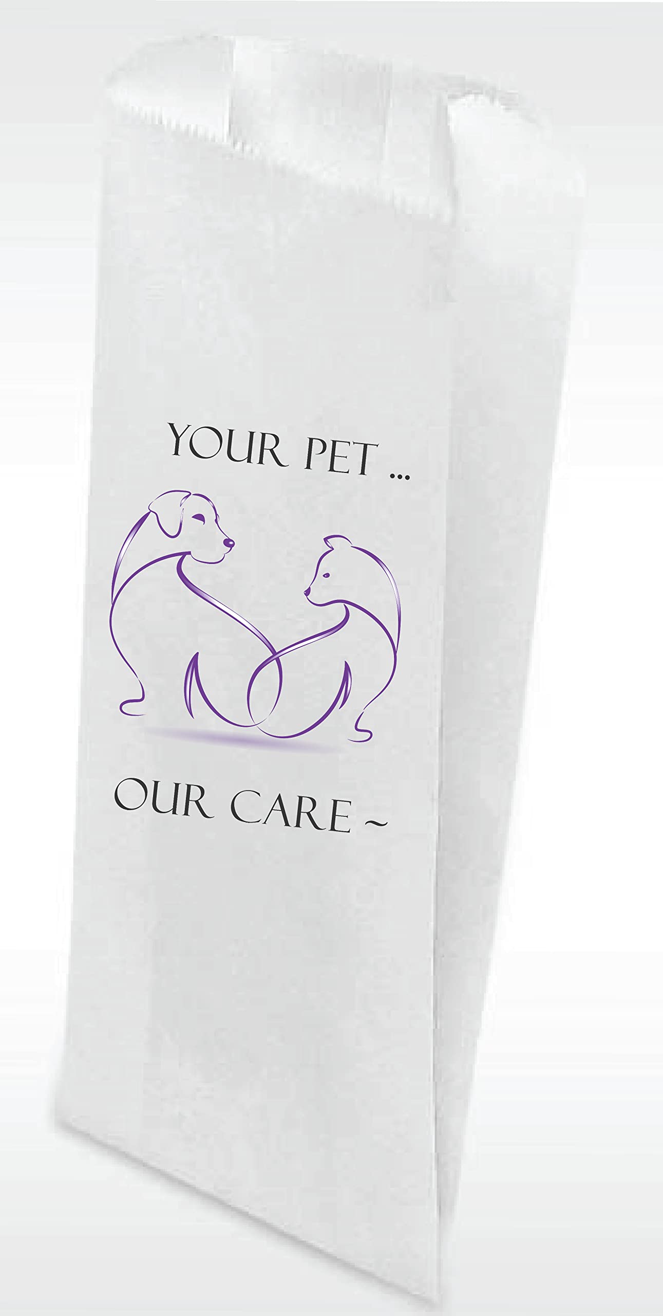 Veterinary Prescription Bags for Dogs & Cats - Pet Themed White Paper Pharmacy Bags with 'Your Pet Our Care' Logo - Rx Medical Bags for Vet Clinics & Pharmacies - Made in USA - 100 Count Large Size (5x2x10 Inches) - Perfect for Pet Medication Storage & Organized Dispensing