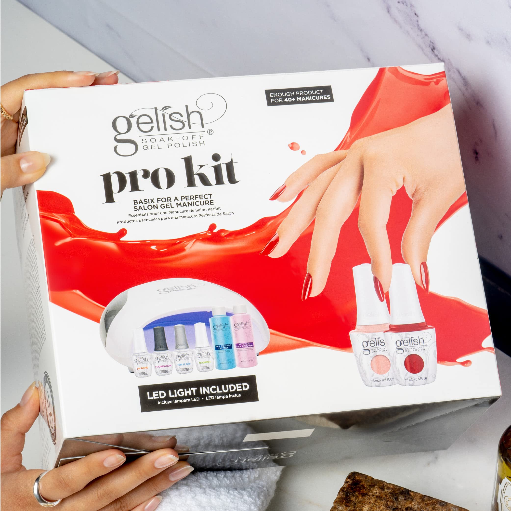 Gelish Pro Kit with LED Nail Lamp - Complete Professional Manicure Set for Home Use | UV/LED Curing Light, Gel Polishes, Nail Essentials & Remover | Perfect for DIY Gel Nails, Salon-Quality Results at Home